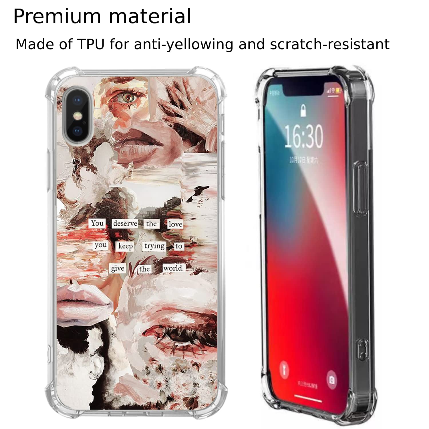 Abstract Art Collage Phone Case for iPhone Xs/X - Trendy Aesthetic TPU Bumper Cover with Unique Design | Perfect for Fashion Lovers & Art Enthusiasts