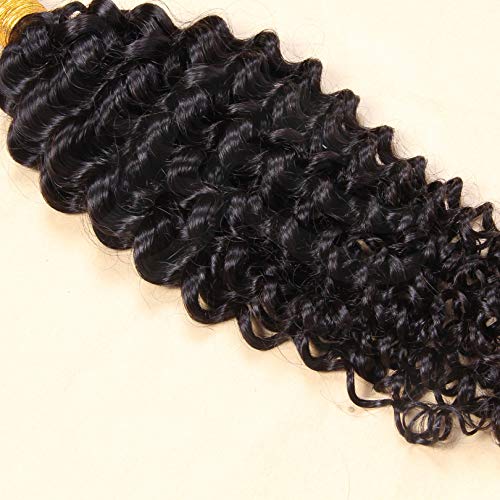 Premium Malaysian Curly Human Hair Extensions - 100% Remy Human Hair, Flat Tip Keratin Pre-bonded Machine Made Capsules (26inch, 200 Strands, Jet Black) for Natural Volume & Styling - Perfect for Daily Wear, Parties & Special Occasions