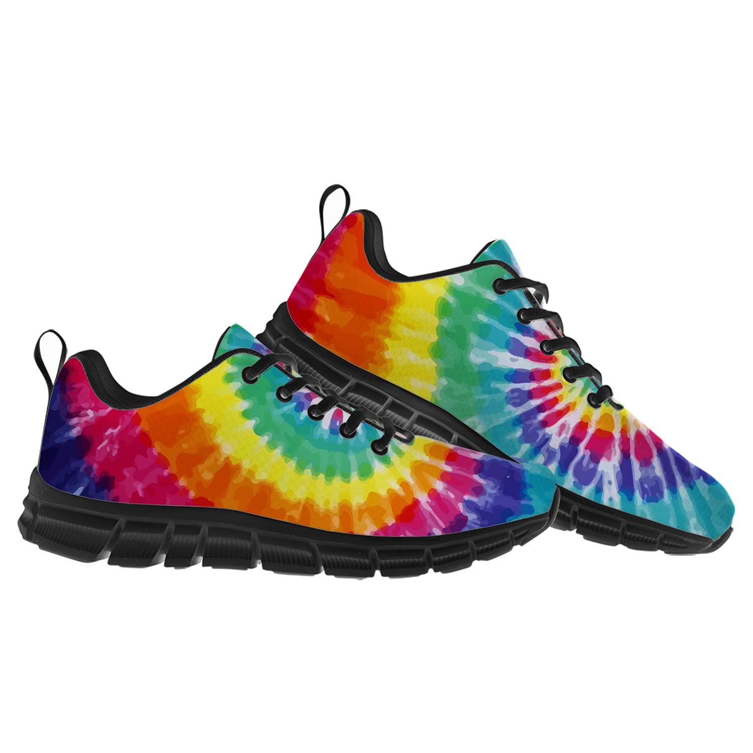 Vibrant Rainbow Tie-Dye Spiral Pattern Unisex Tennis Shoes - Non-Slip Lightweight Walking & Running Sneakers for Men & Women (Men's Size 10.5, Women's Size 12) - Perfect for Gym, Jogging, Casual Wear & Gift Giving