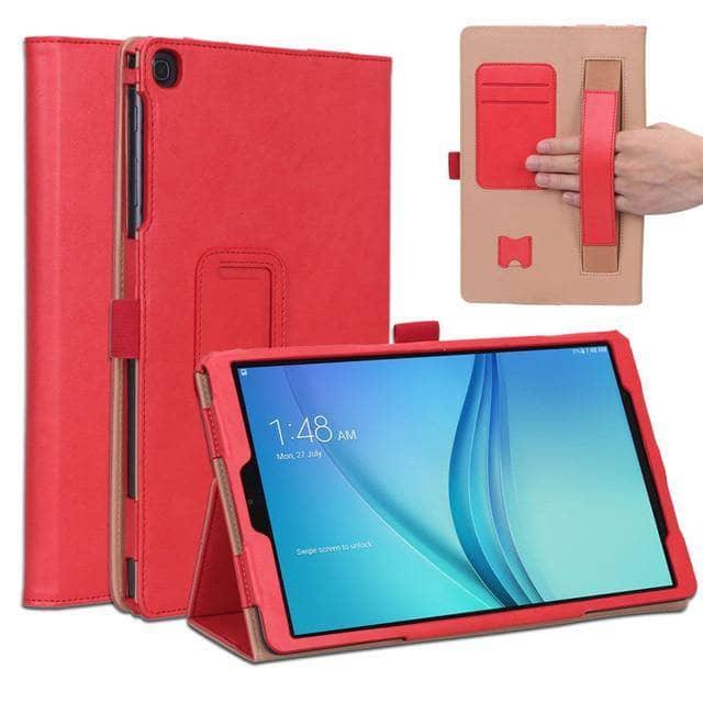 Premium Leather Case for Samsung Galaxy Tab A 10.1 T510 T515 (2019) - Adjustable Stand with Hand Strap for Reading, Watching Movies & Office Work