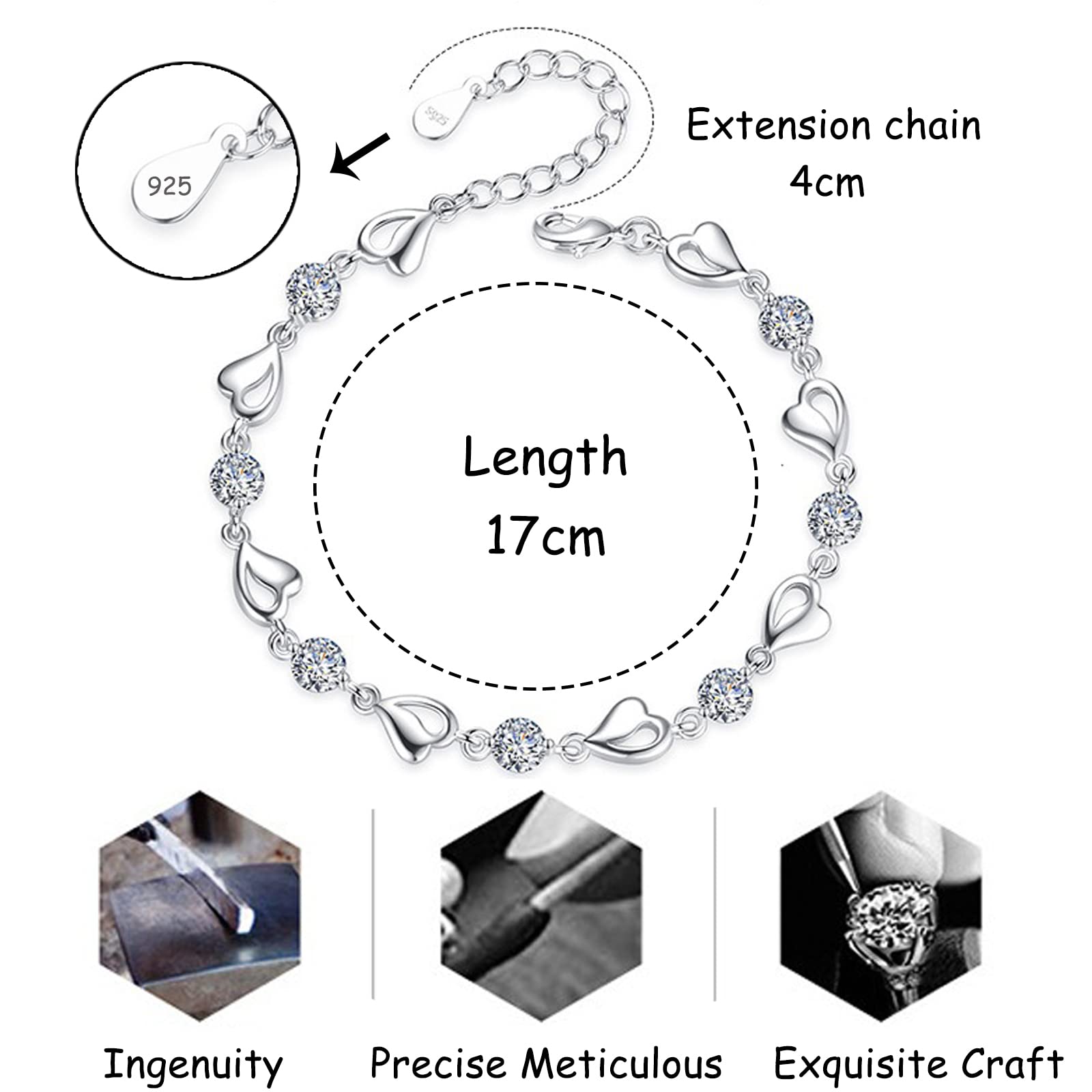 925 Sterling Silver Infinity Bracelet for Women - Elegant Friendship Jewelry, Perfect Gift for Her (Christmas, Valentine's Day, Birthday) - Ideal for Everyday Wear, Special Occasions & Gift-Giving