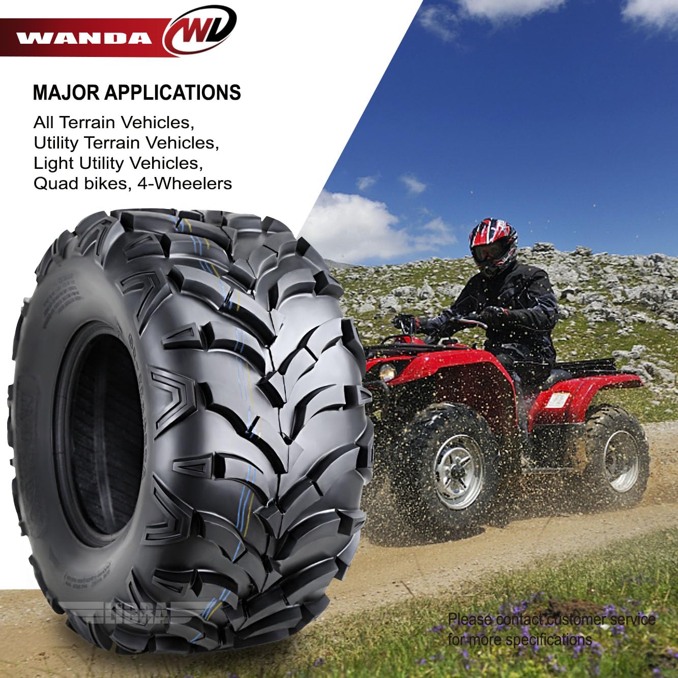 WANDA 2 New ATV/UTV Tires 24x11-10 6PR P341-10245 - All-Terrain Off-Road Tires for Mud, Sand & Trail Riding