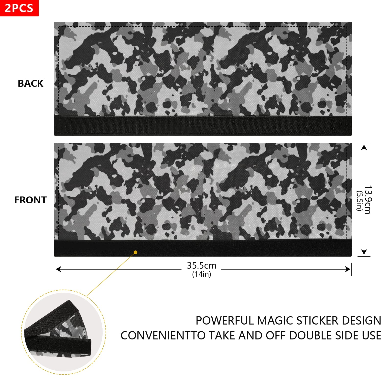 Camo Refrigerator Handle Cover - Anti-Skid Black Gray White Camouflage Pattern Kitchen Appliance Protector for Fridge & Oven - Prevents Fingerprints & Food Stains - Perfect for Modern Kitchens & Home Decor