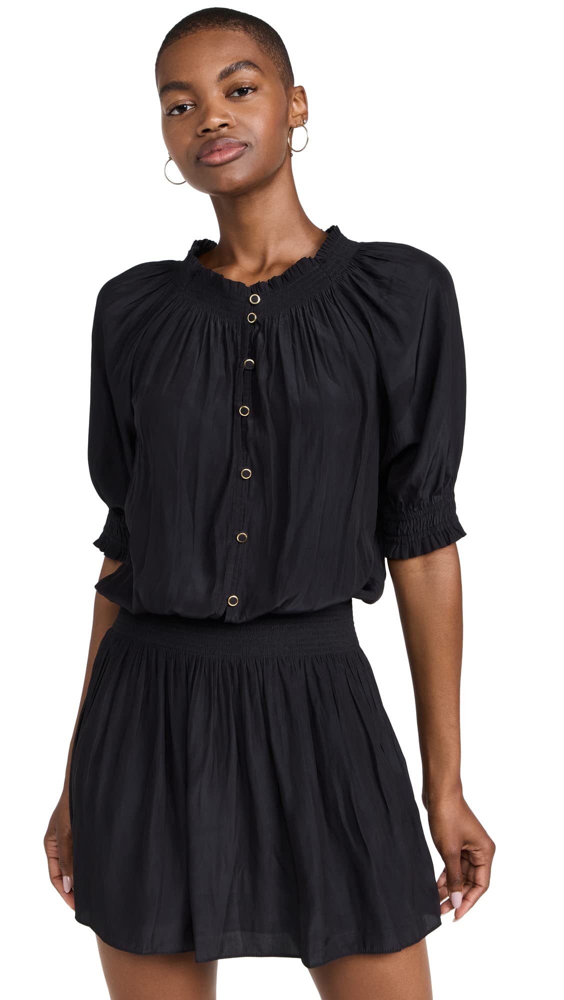 Ramy Brook Women's Pierre Button Down Short Sleeve Dress - Casual Summer Flowy Dress for Beach, Vacation & Office Wear