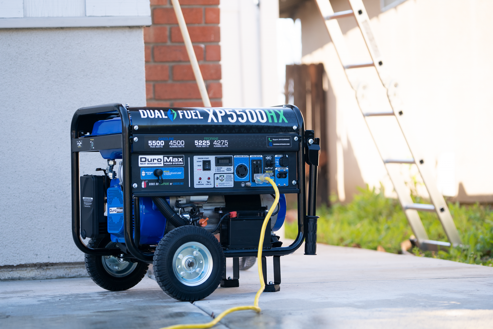 5500W Dual Fuel Portable Generator with CO Alert - Gas & Propane Powered for Camping, RV, Home Backup & Emergency Power