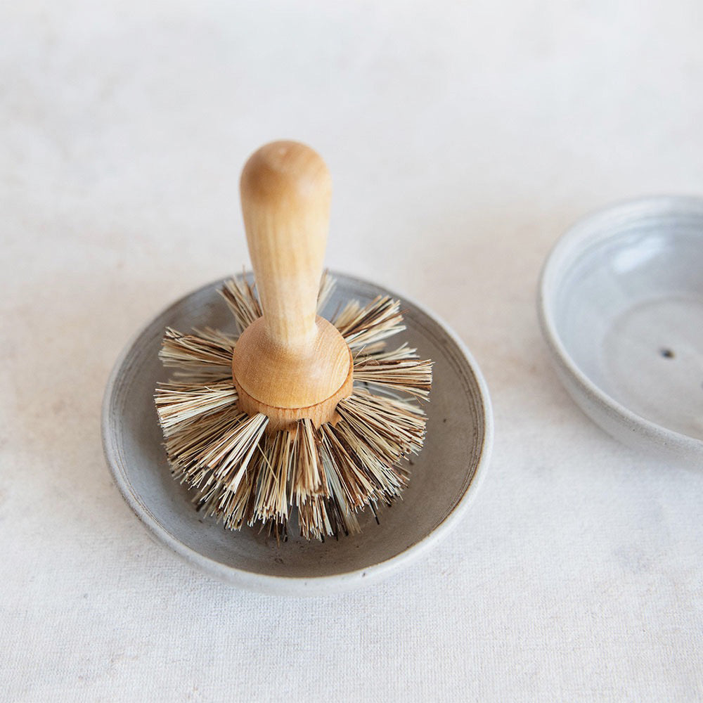 Ceramic Dish Brush Holder - Stylish and Functional Kitchen Organizer for Sink Countertop | Perfect for Sponge, Scrubber, and Utensil Storage
