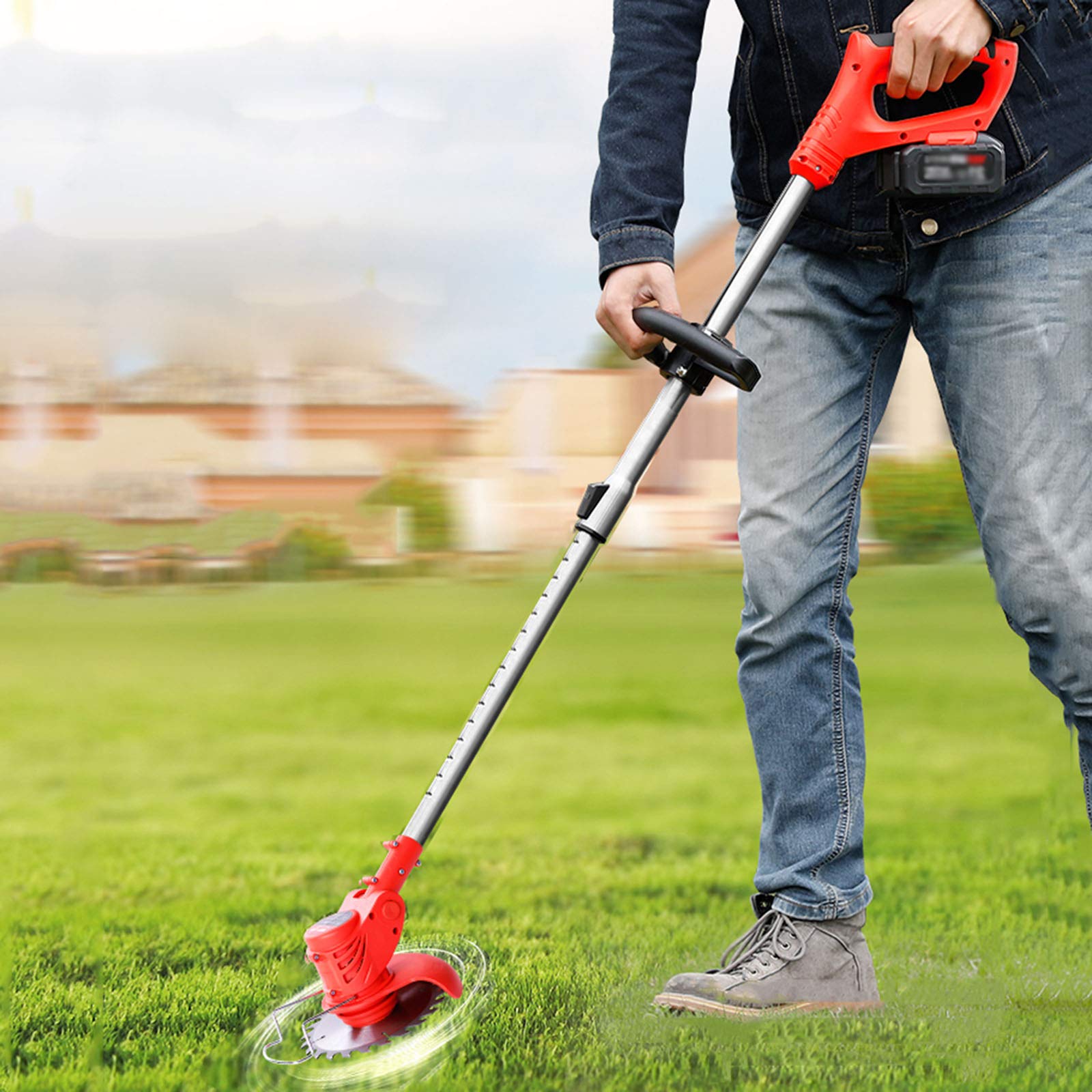 CYGG Electric Cordless Grass Trimmer & Lawn Edger with 90° Rotating Head - 15cm Cutting Diameter, 8000rpm Cutting Speed - Perfect for Garden, Playground, Driveway & Yard Maintenance