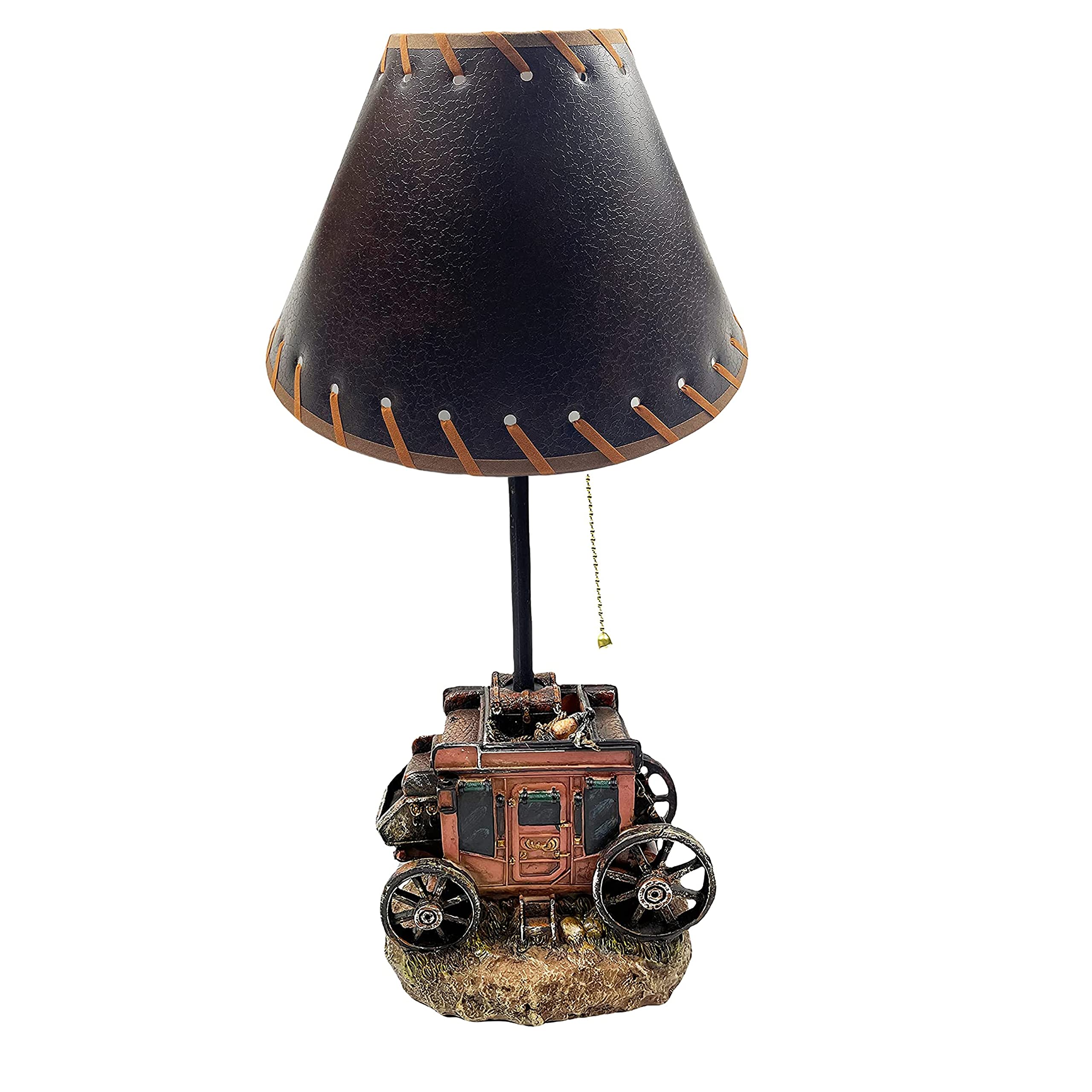 Western Cowboy Carriage Wagon Table Lamp - Wild West Roper End Table Nightstand for Living Room, Bedroom & Office - Rustic Home Decor Lighting for Western Theme, Farmhouse & Ranch Style Interiors