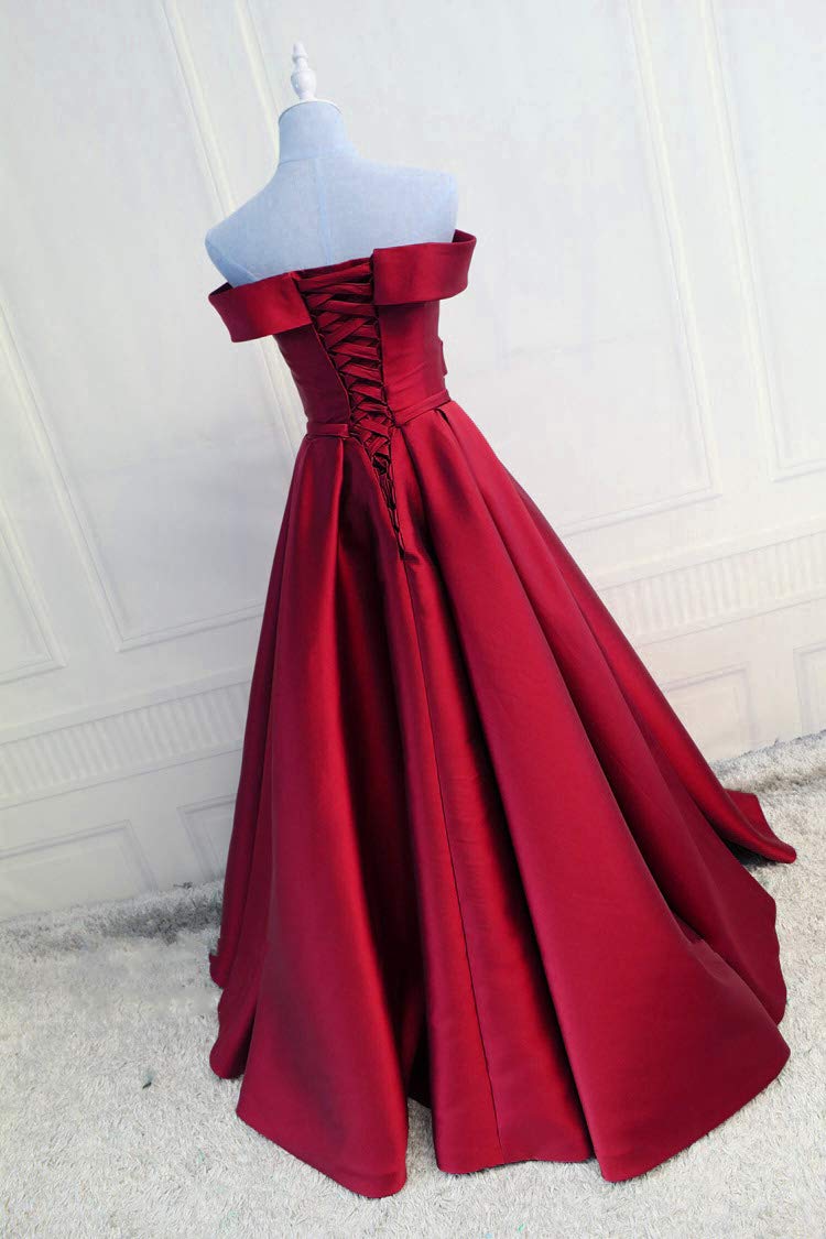 Kivary Long Off The Shoulder Satin V Neck Formal Corset Prom Dress Evening Gown - Elegant Ball Gown for Homecoming, Wedding Guest & Special Occasions