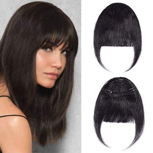 Wizme Clip-On Clip-In Front Hair Bangs Fringe Hair Extension - Medium Dark Brown - Natural Look for Daily Wear & Cosplay