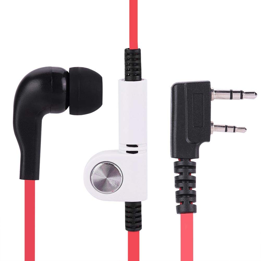 Walkie Talkie Headset with Microphone - 46.46 Inch (118cm) 2-Pin K-Head Compatible Earphone for Police, Security Guards (Red) | Ideal for Law Enforcement, Event Security & Construction Site Communication