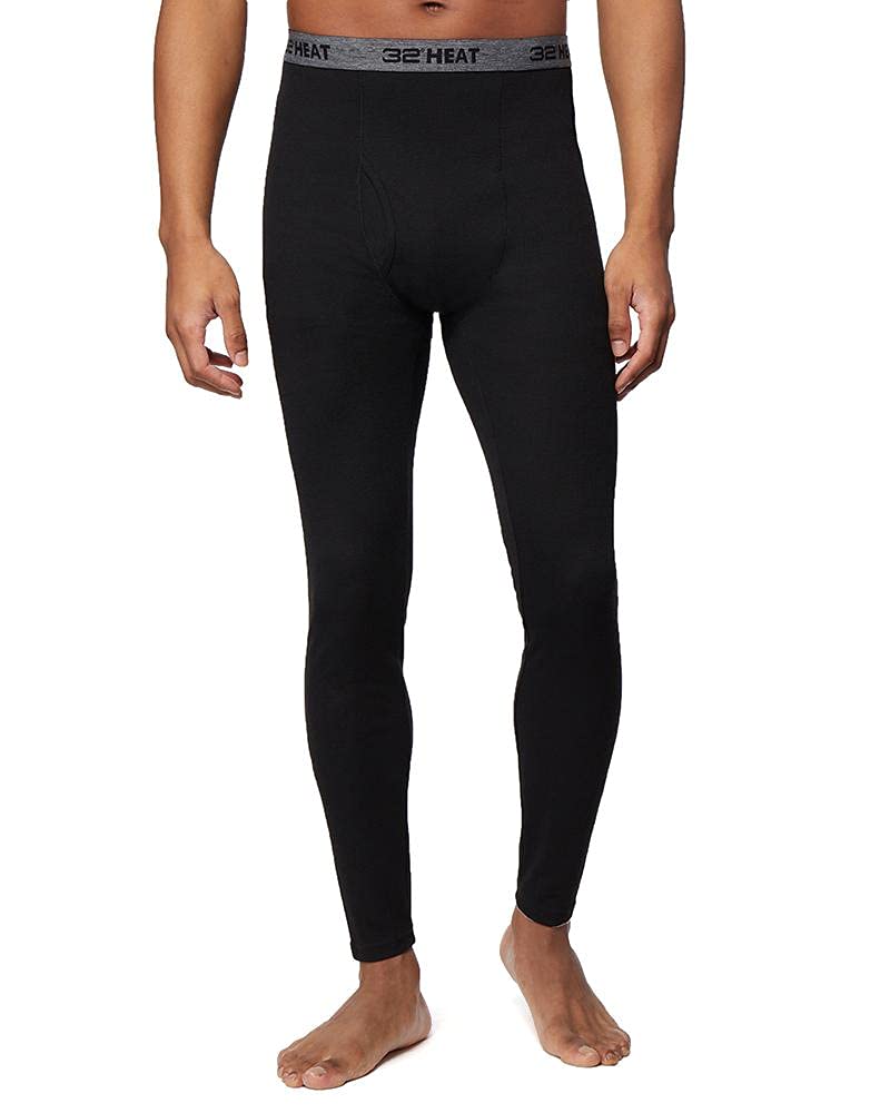 32 Degrees Heat Men’s Performance Thermal Midweight Waffle Baselayer Legging Pant - Cold Weather Running, Hiking & Outdoor Workout Thermal Underwear for Winter Sports & Layering
