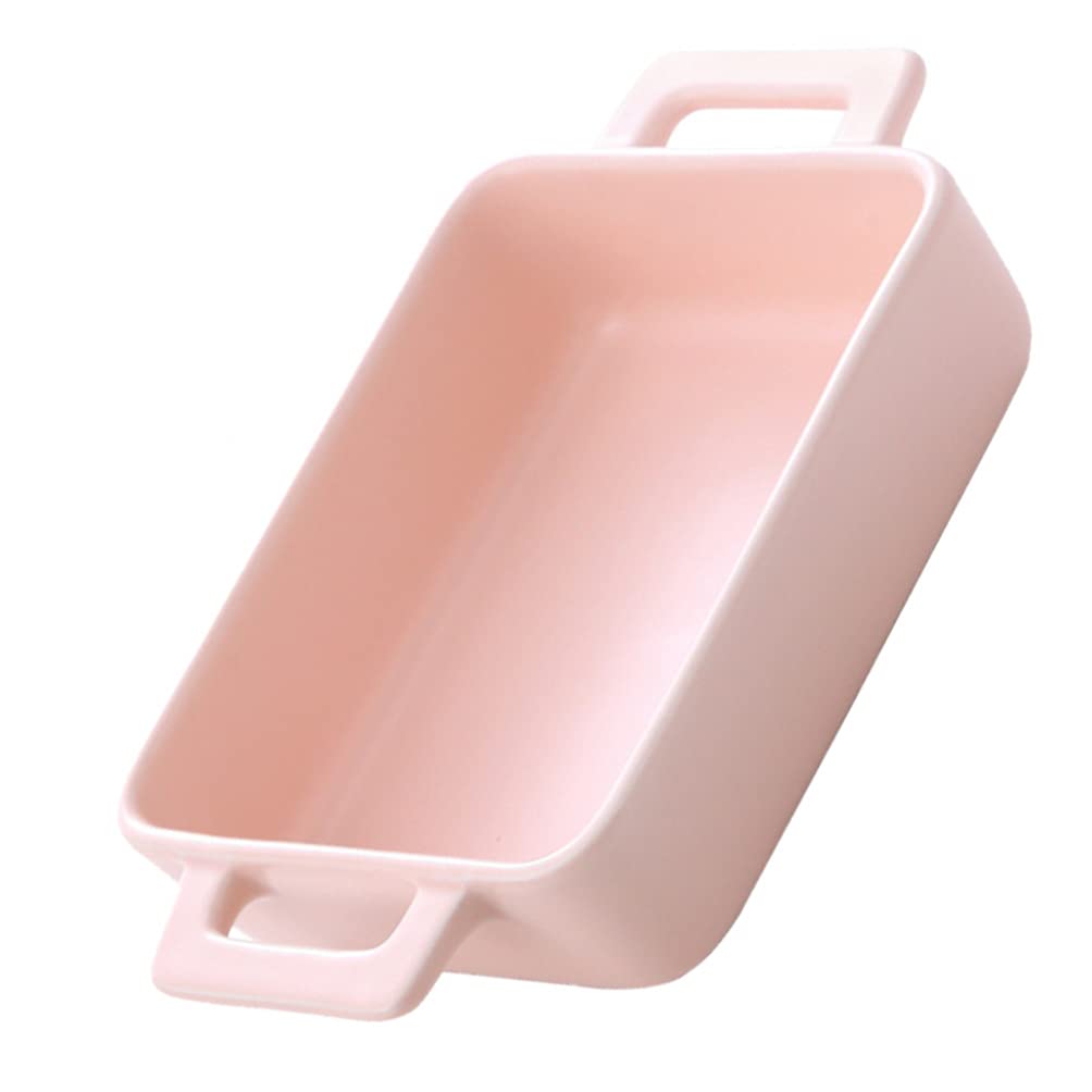 DOITOOL Ceramic Baking Dish with Handles - Oven Safe Bakeware Set for Cooking, Serving & Entertaining - Pink Dinner Plates for Casseroles, Lasagna & Desserts - Perfect for Holidays, Family Dinners & Potlucks