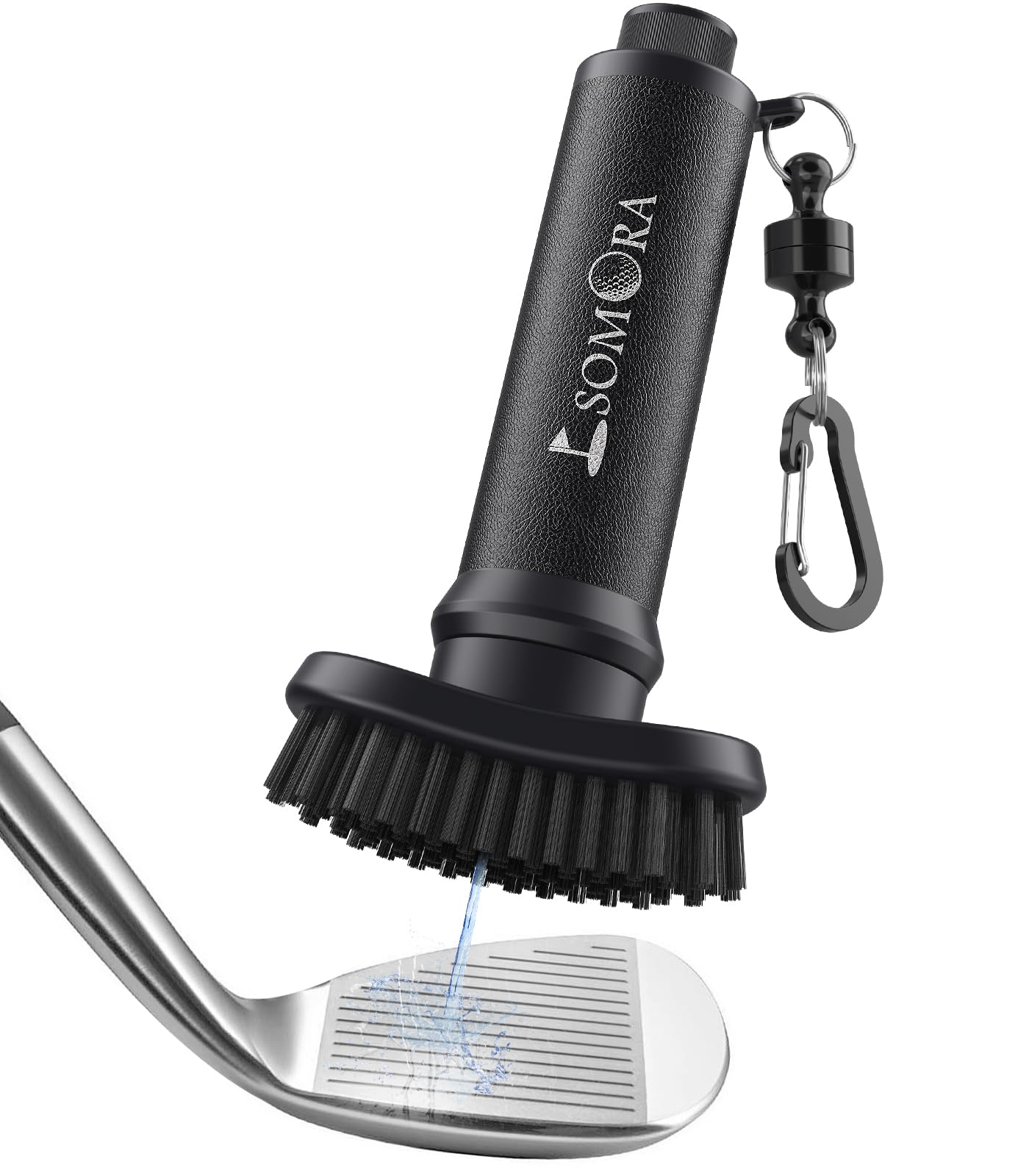 Premium Golf Club Cleaning Brush with Nylon Bristles & Magnetic Clip - Squeeze Bottle Design for Easy Water Flow - Ideal Golf Accessories & Gifts for Men (Christmas, Birthday, White Elephant) - Perfect for On-Course Cleaning & Club Maintenance