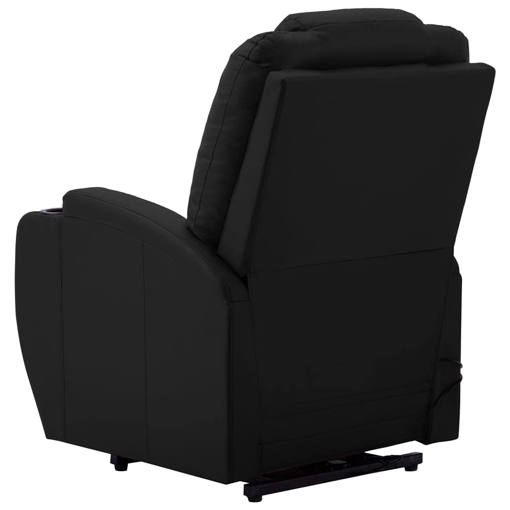 vidaXL Electric Power Lift Massage Chair with Manual Recline - 6-Point Vibration Massage, Cup Holders & Side Pocket - Black Faux Leather Comfortable Recliner for Home, Office & Relaxation