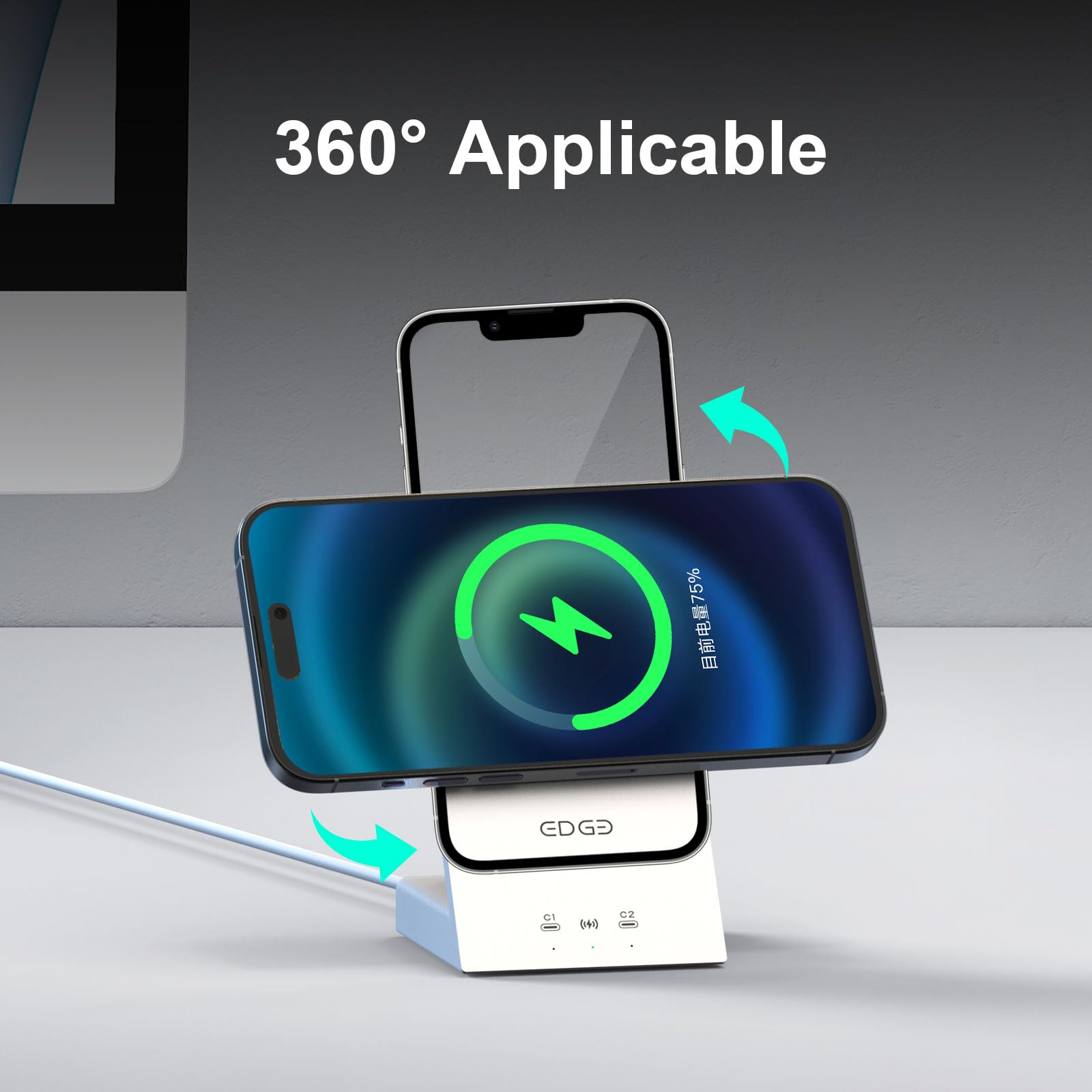 3-in-1 MagSafe Wireless Charging Stand - 45W USB-C Fast Charger for iPhone 16/15/14/13/12 Pro/Max & Samsung Galaxy - Bedside Nightstand & Office Desk Charging Station