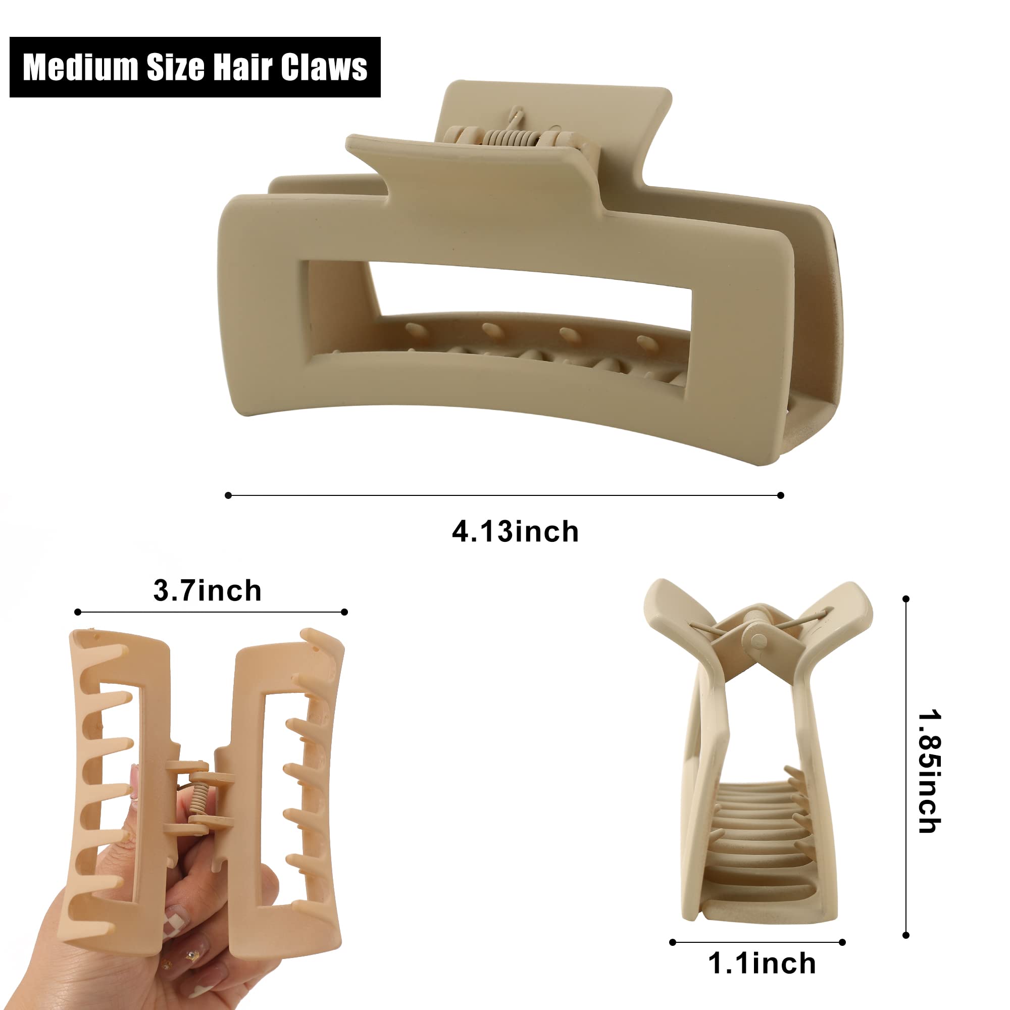 Women's Large Rectangular High Elasticity Claw Hair Clips 4PCS - Non-Slip Hair Claw Clips for Thin & Thick Hair - Fashion Hair Accessories for Women & Girls - Perfect for Work, School & Daily Styling