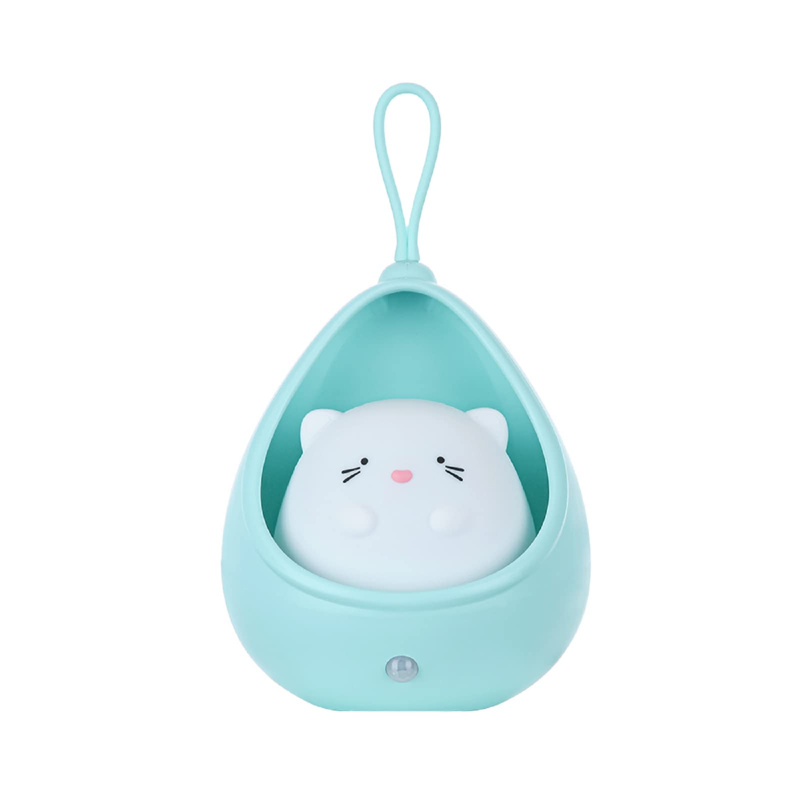 Cute Cartoon Cat Rabbit LED Night Light with Motion Sensor - USB Rechargeable Silicone Night Lamp for Kids Bedroom, Nursery Decor - Perfect Gift for Children (Cat Design, Blue Light) - Ideal for Nighttime Feeding, Bathroom Safety & Soothing Nighttime Fears