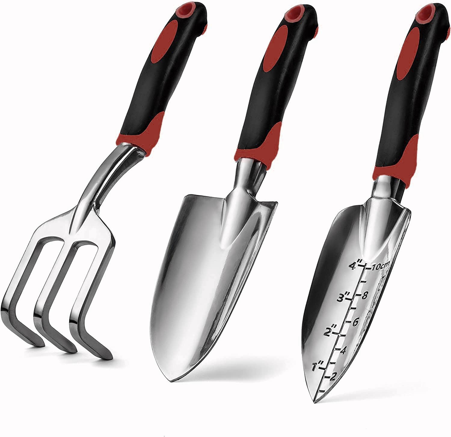 3-Piece Garden Tool Set - Aluminum Alloy Hand Trowel, Transplant Trowel & Cultivator for Digging, Planting & Weeding | Perfect for Home Gardening, Landscaping & Outdoor Planting Projects