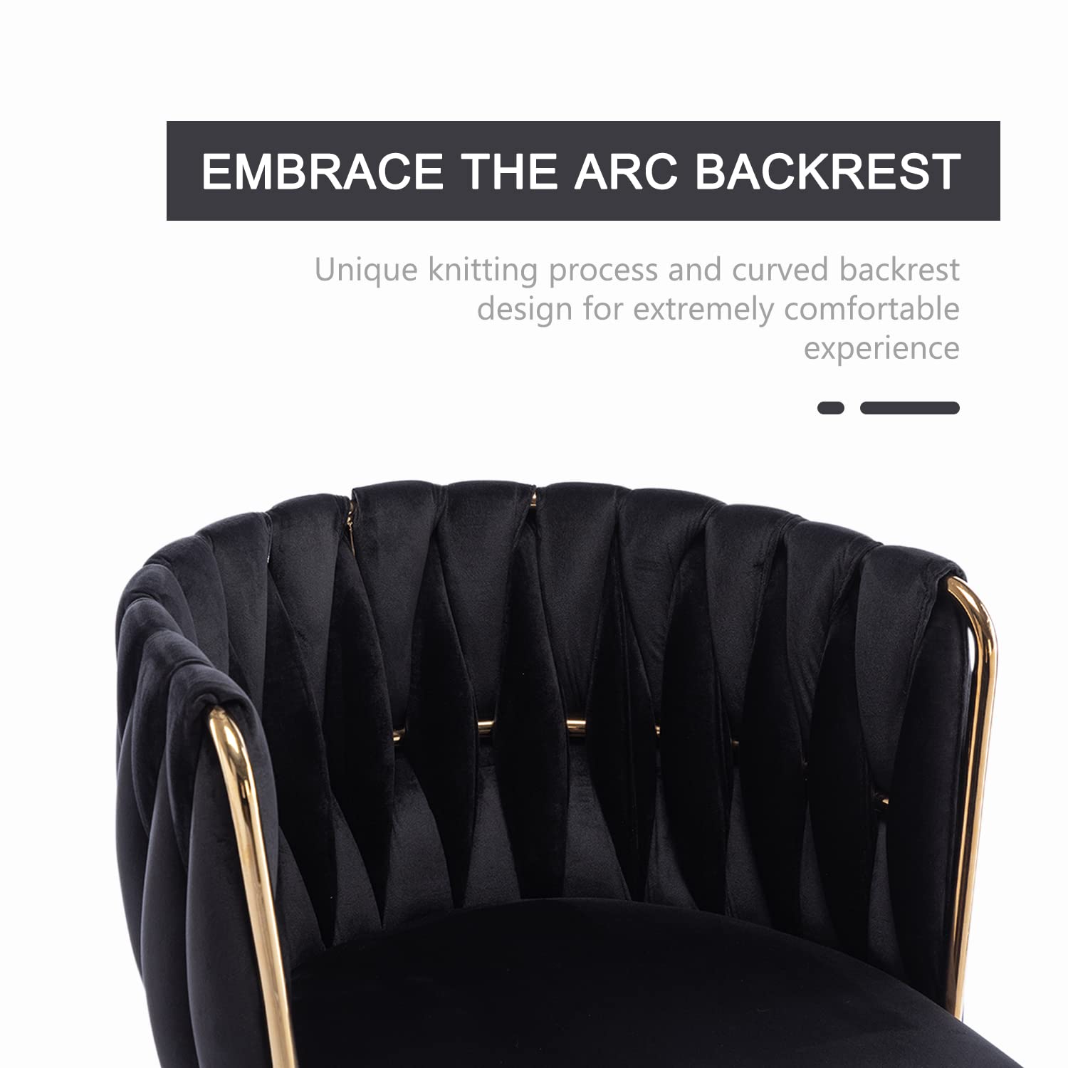 Premium Velvet Dining Chairs Set of 4 - Modern Tufted Upholstered Chairs with Gold Metal Legs for Kitchen, Dining Room & Living Room - Elegant Home Decor for Dinner Parties & Family Gatherings (Black)