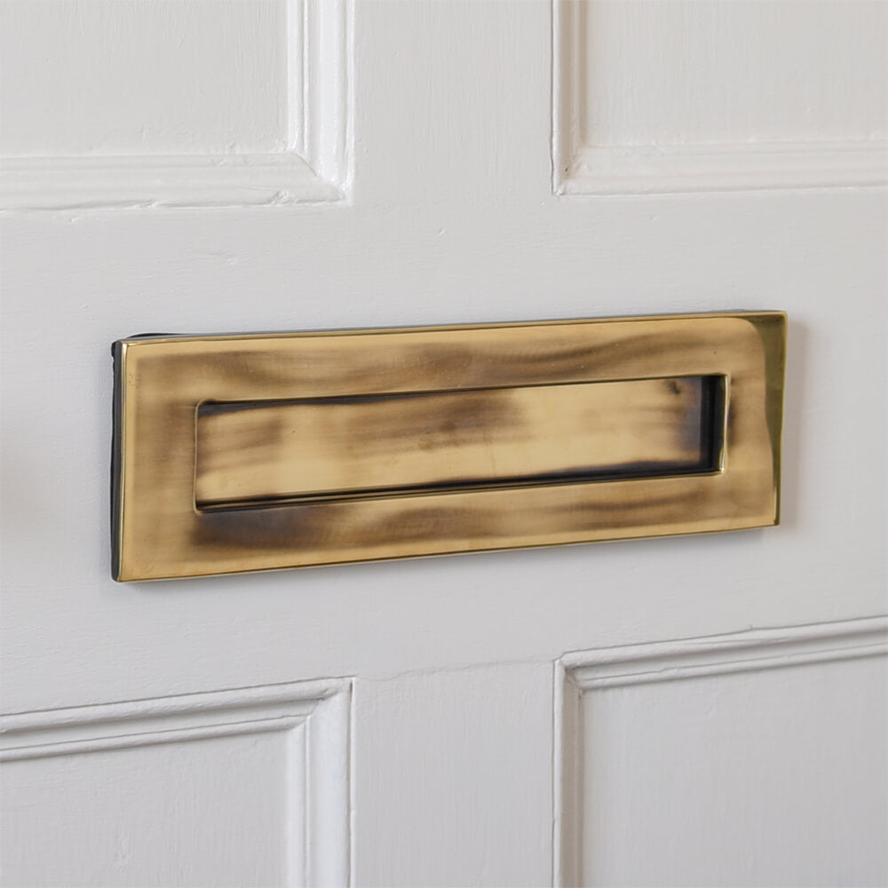 Vintage Polished Antique Brass Letter Plate for UPVC Doors - Elegant Mail Slot for Home & Office Entryways