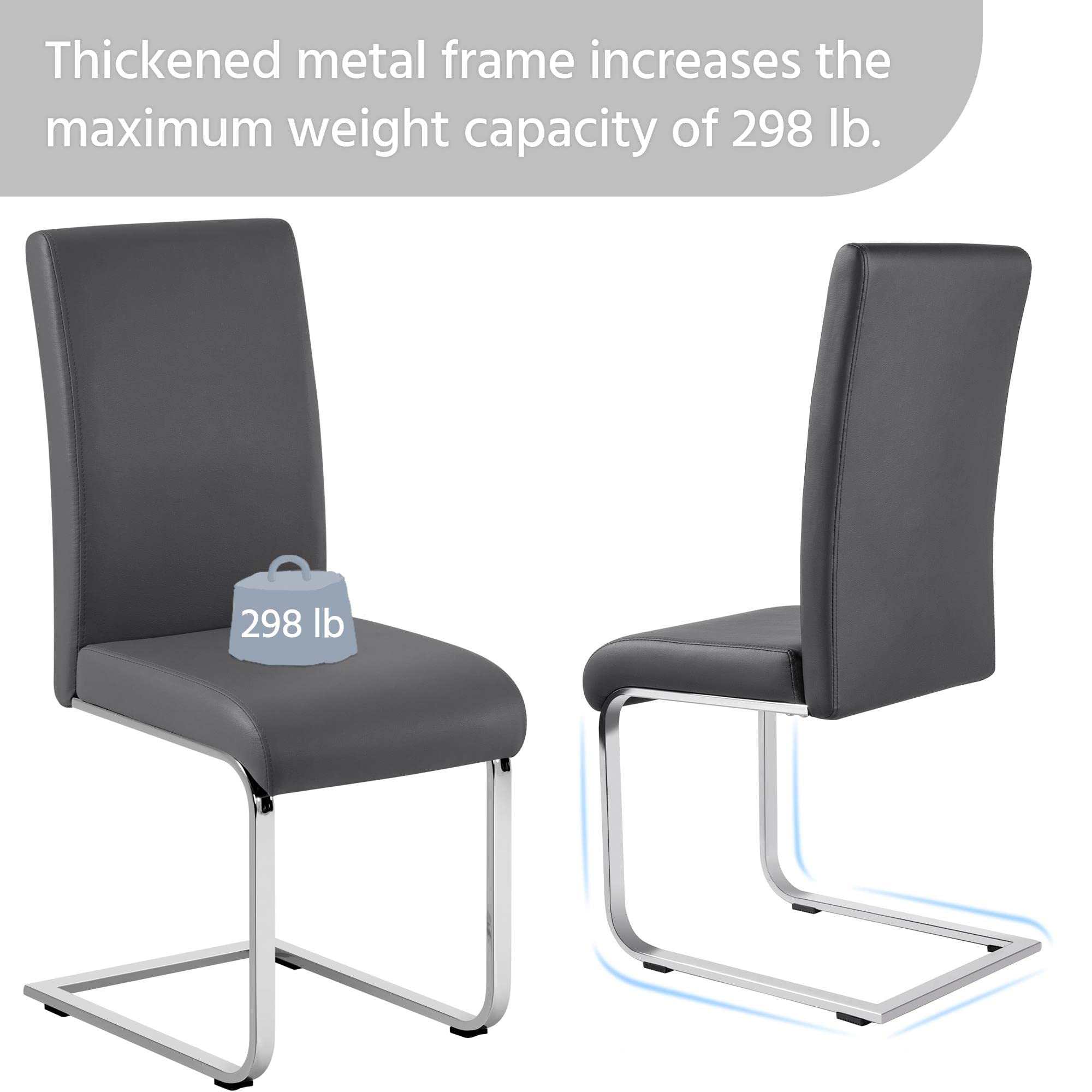 Yaheetech 6-Piece Modern Office Chair Set - Armless Leather Upholstered Side Chairs with High Back & Sturdy Metal Legs, Gray - Perfect for Home Office, Conference Room or Dining Area