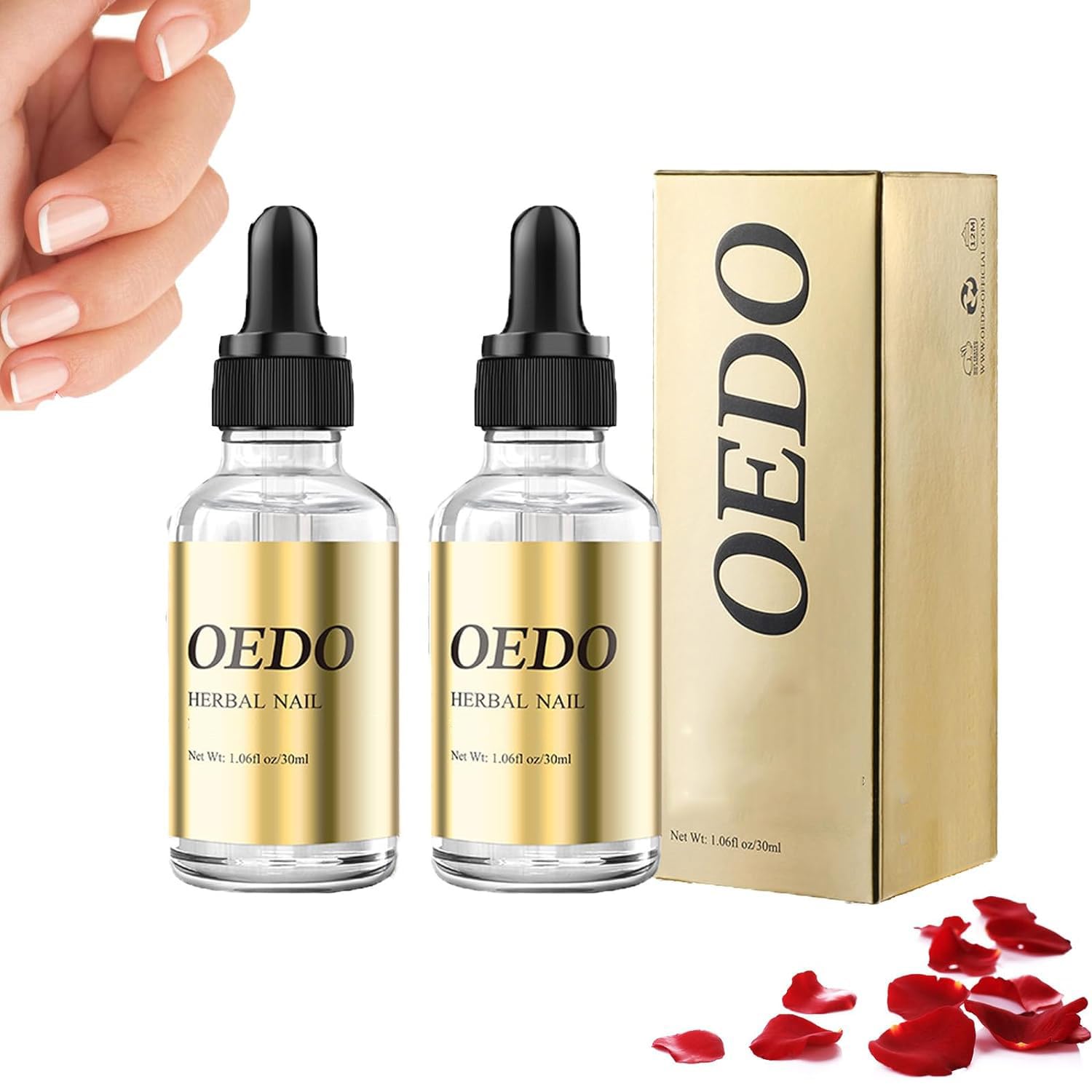 2PCS Herbal Nail Treatment Essence Kit - Oedo & Rosabelle Nail Strengthening Oil for Weak, Brittle & Damaged Nails - At-Home Nail Care Solution for Salon-Quality Results - Perfect for DIY Manicures & Nail Repair