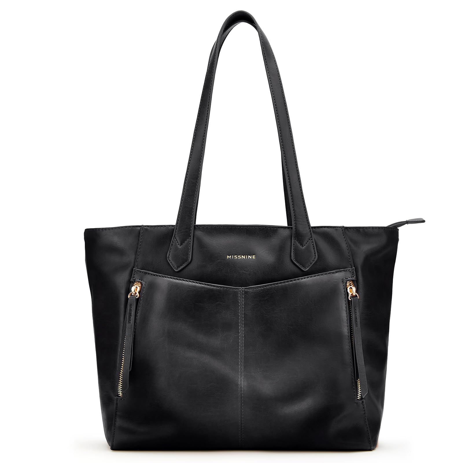 Missnine Leather Tote Bag for Women with Zipper - Work, Travel & Casual Purse