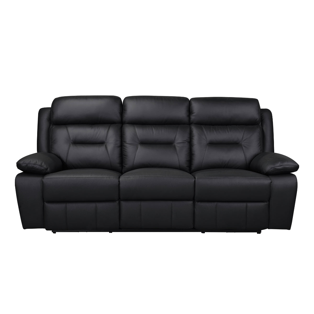 Black Power Reclining Sofa with USB Ports & Genuine Leather Upholstery - Modern Living Room Furniture for Home Theater & Relaxation