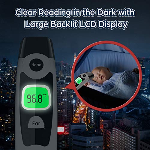 Non-Contact Infrared Thermometer for Adults & Kids - Digital LCD Screen, Fever Alarm, Memory Recall - Perfect for Home, Hospital & Travel Use