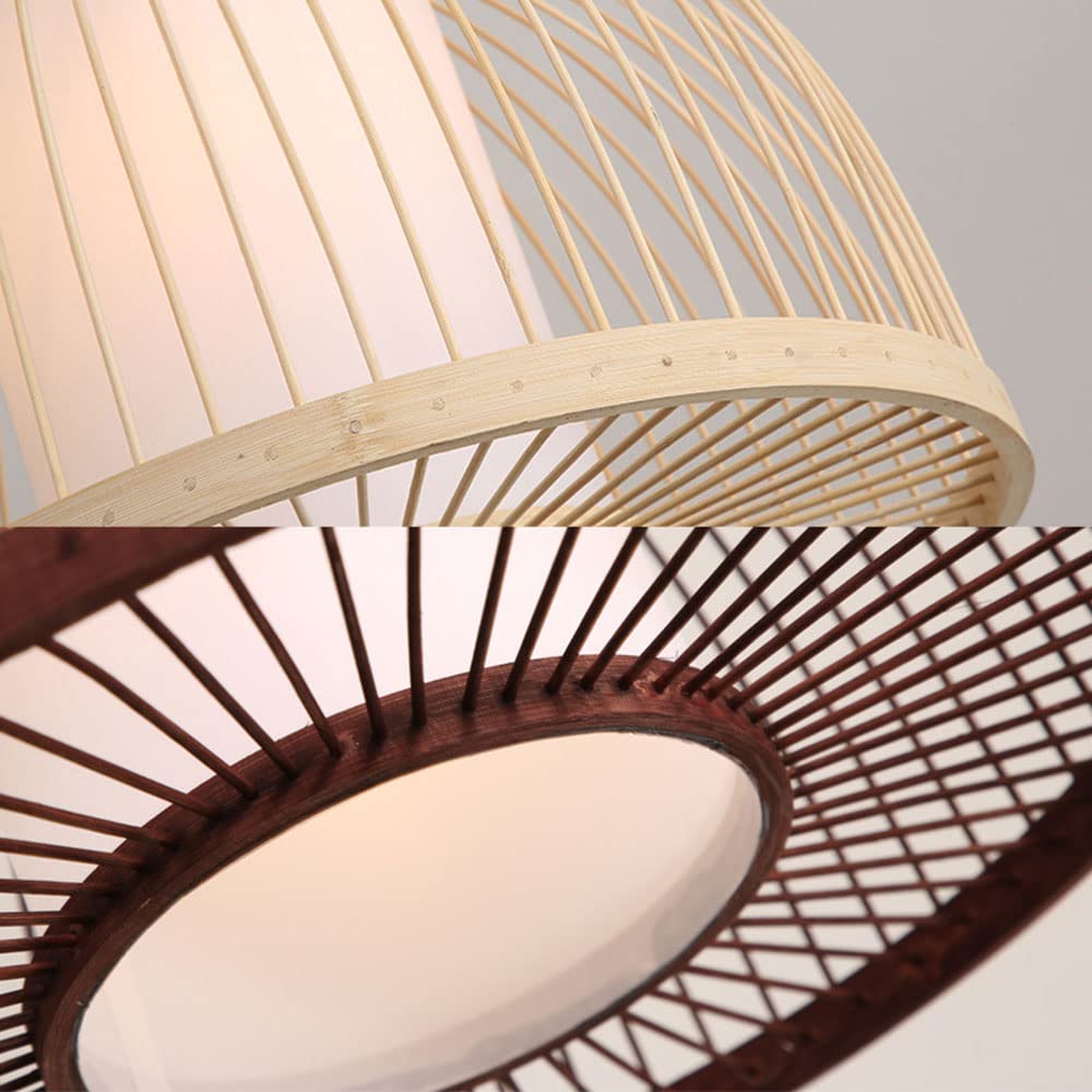 Japanese Style Natural Bamboo Pendant Lamp - Handwoven Rattan Ceiling Light Fixture for Farmhouse, Boho & Asian Decor | Perfect for Living Room, Bedroom, Dining Room & Patio Lighting