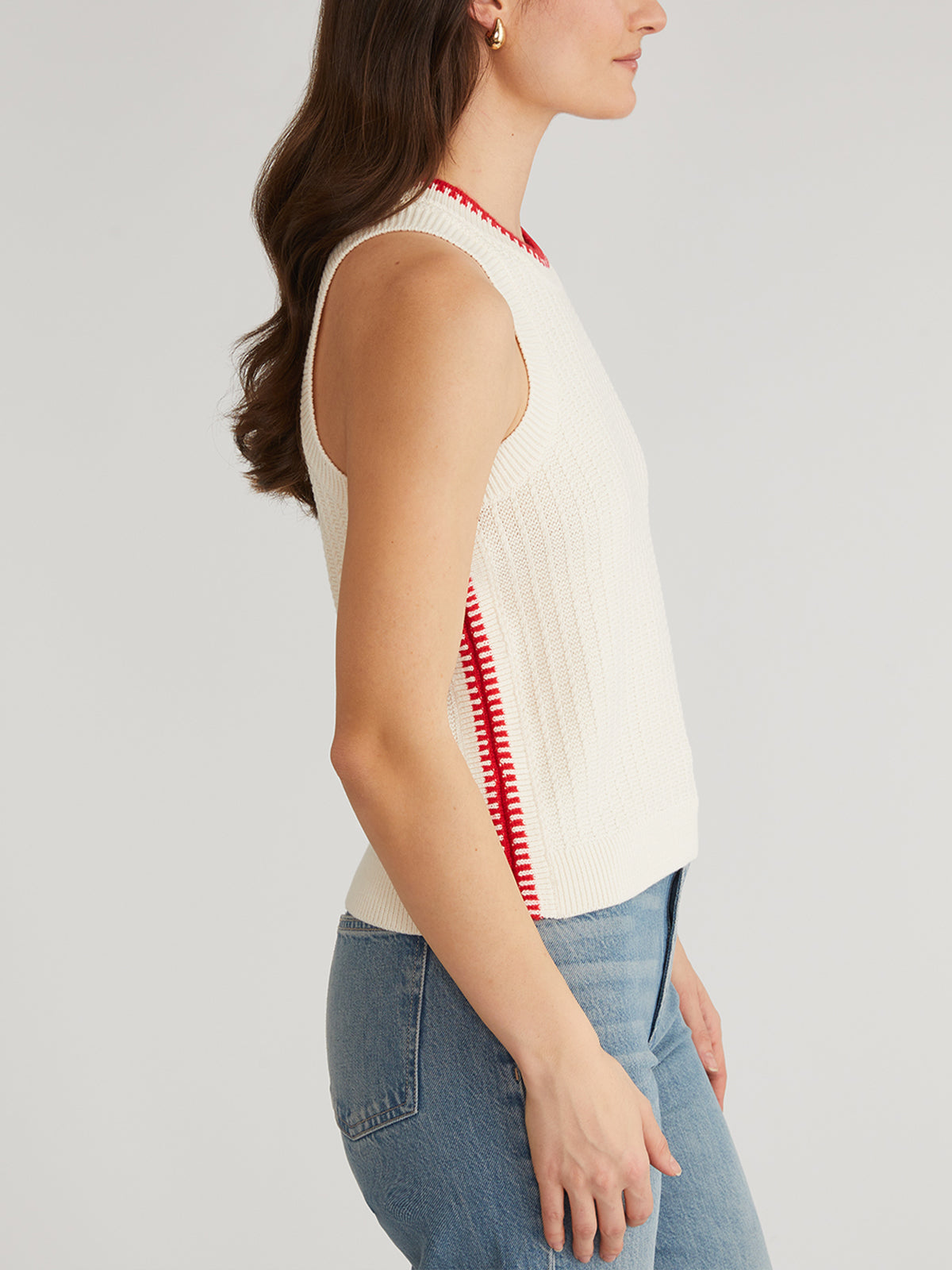 Demi Mini Cable Tipped Tank Top - Women's Casual Sleeveless Shirt for Summer, Beach, and Layering Outfits
