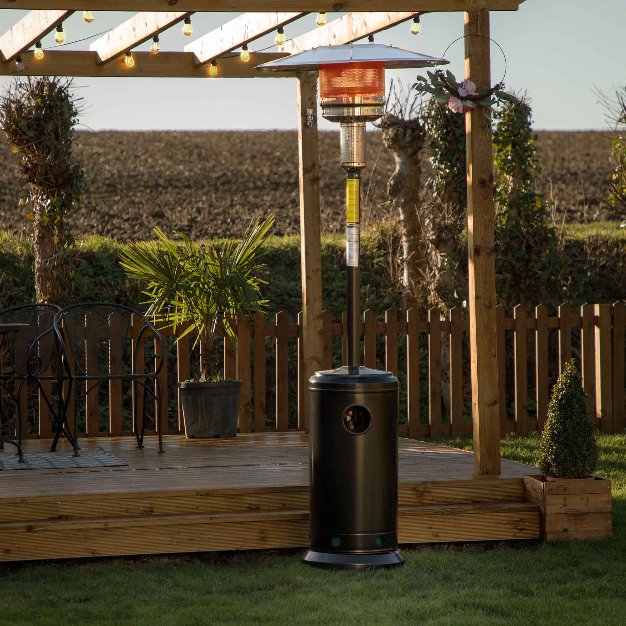 13kW Freestanding Outdoor Gas Patio Heater with Wheels & Weatherproof Cover - Commercial & Home Use - Black (DG220) - Perfect for Restaurants, Backyards & Outdoor Events