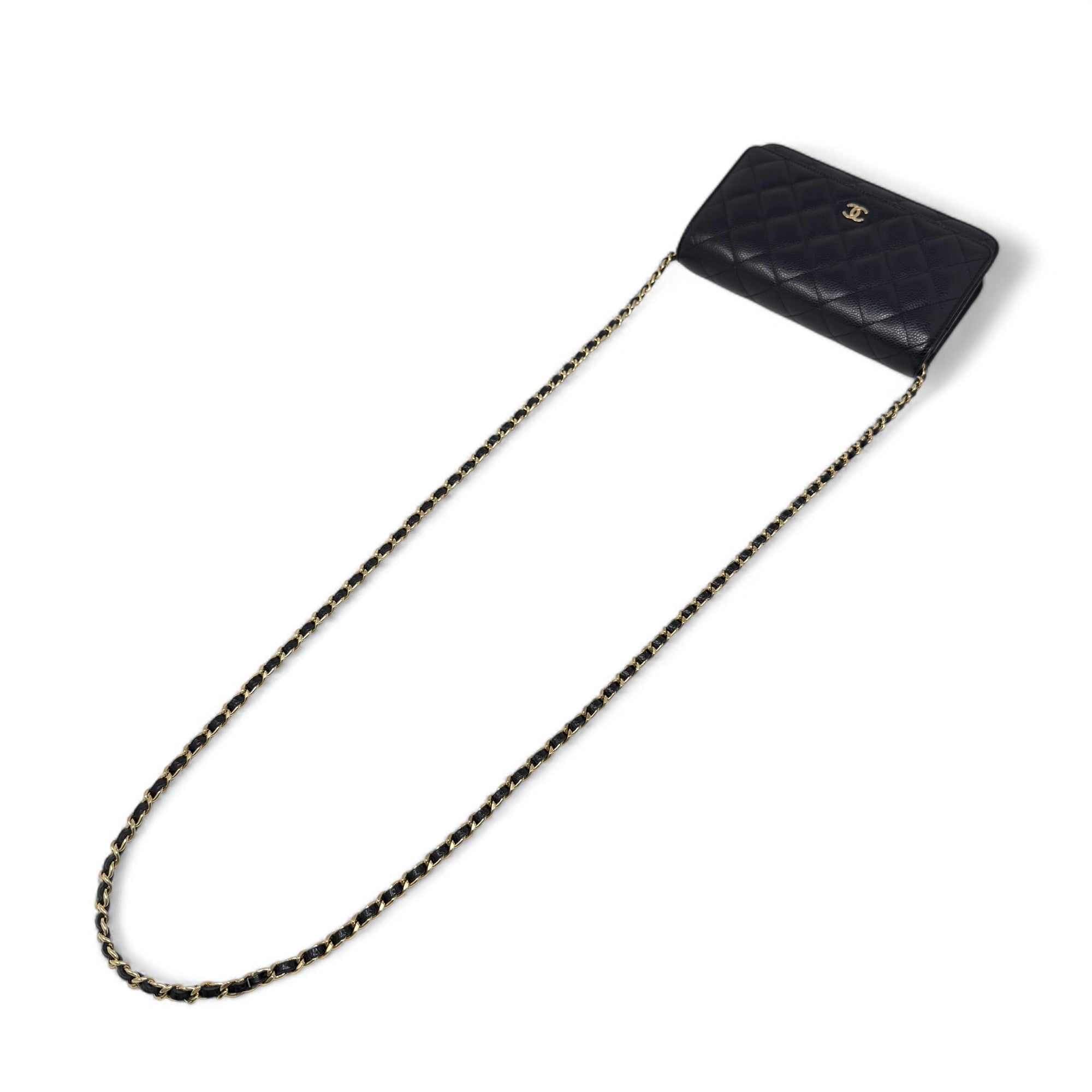 Chanel Black Quilted Caviar Leather Wallet On Chain Crossbody Bag - Perfect for Evening Out & Daily Use