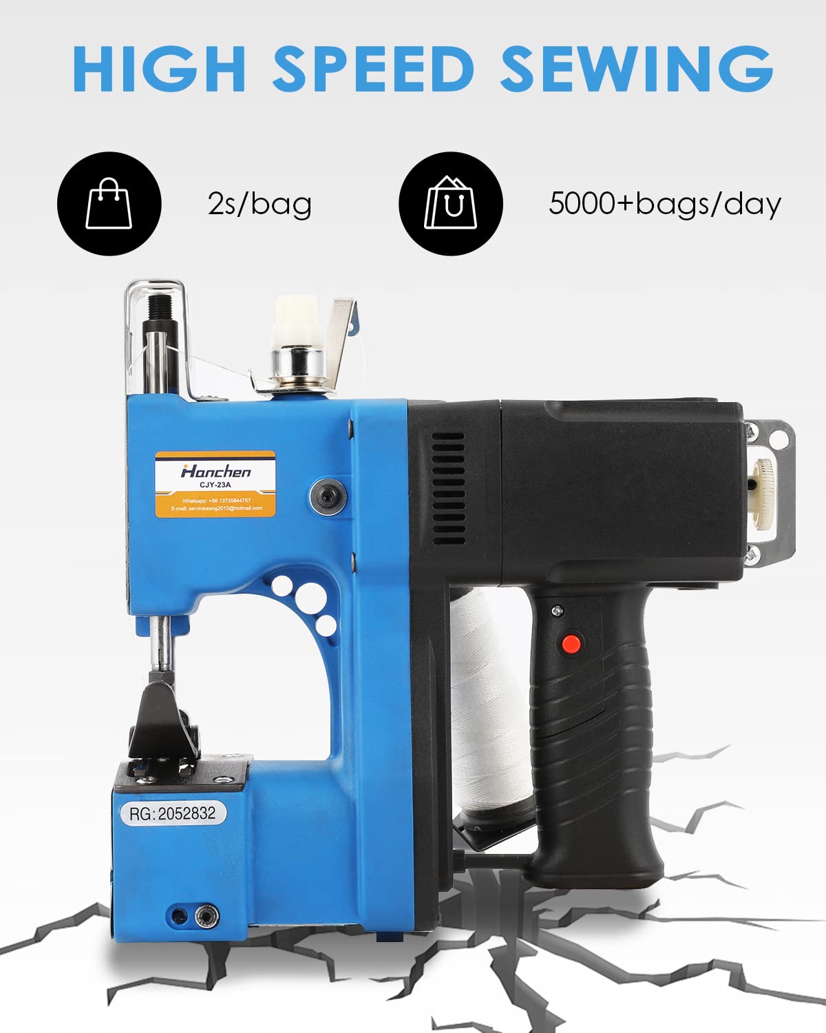 Hanchen Mini Electric Bag Closing Machine - 2.9KG Portable Bag Sewing Machine for Burlap, PP Woven & Kraft Paper Bags - Automatic Packing Machine with CE Certification (220V) - Perfect for Packaging Grains, Seeds, Coffee Beans & Agricultural Products