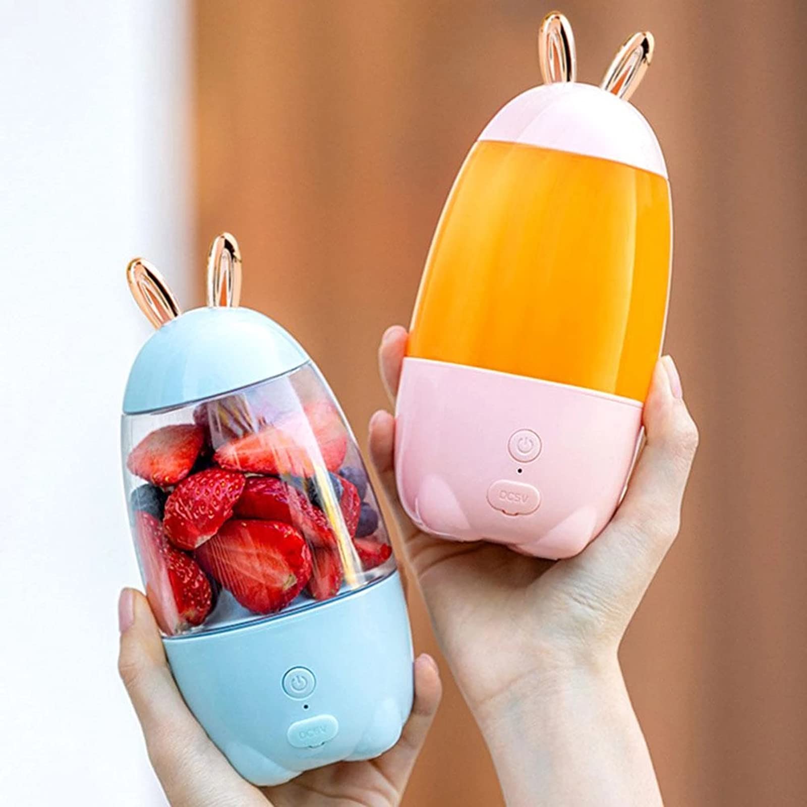 330ml Portable USB Rechargeable Blender - Rabbit Design Fruit Juice Mixer Cup for Smoothies, Shakes & Healthy Drinks | Perfect for Home, Office & Travel | Blue