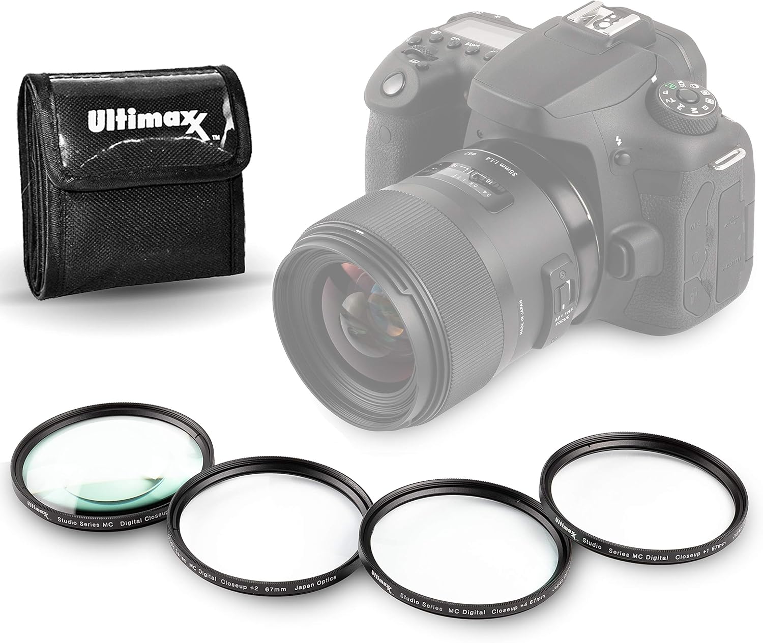 55MM Ultimaxx Professional 4-Piece HD Macro Close-Up Filter Kit (1,2,4,10 Diopter) for Nikon D3300/D3400/D3500/D500/D5200/D5300/D5500/D5600 with AF-P DX NIKKOR 18-55mm f/3.5-5.6G VR - Perfect for Nature Photography & Product Close-Ups