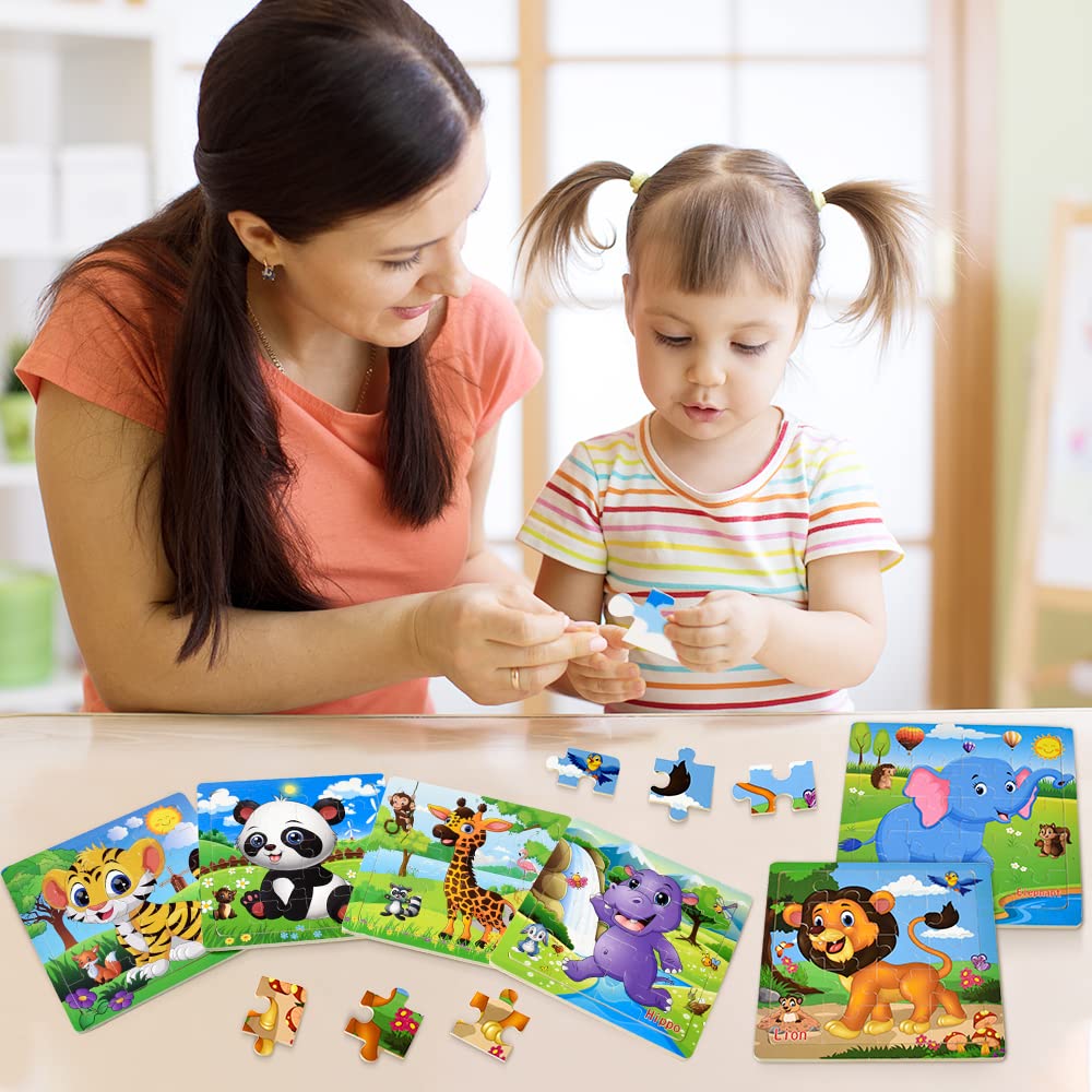 Montessori Wooden Puzzles for Toddlers Ages 3-5 - Educational Preschool Learning Toys for Boys & Girls (6 Pack, 20 Pieces) - Perfect for Early Childhood Development & Homeschool Activities