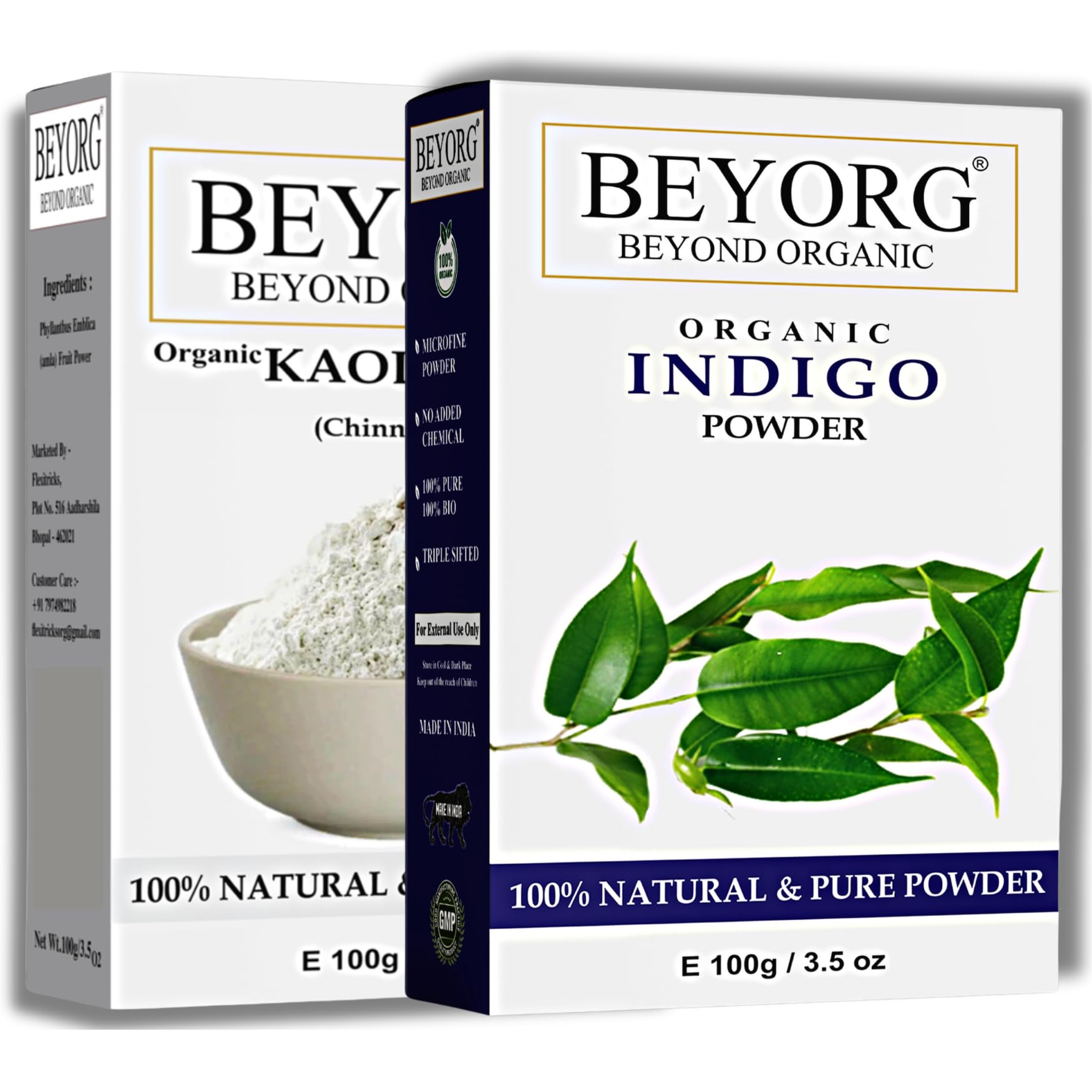 Kaolin Clay & Indigo Powder for Glossy Shiny Hair - Anti Dandruff & Hair Growth Treatment - 200g Natural Hair Care - Perfect for Deep Conditioning & Scalp Treatment at Home