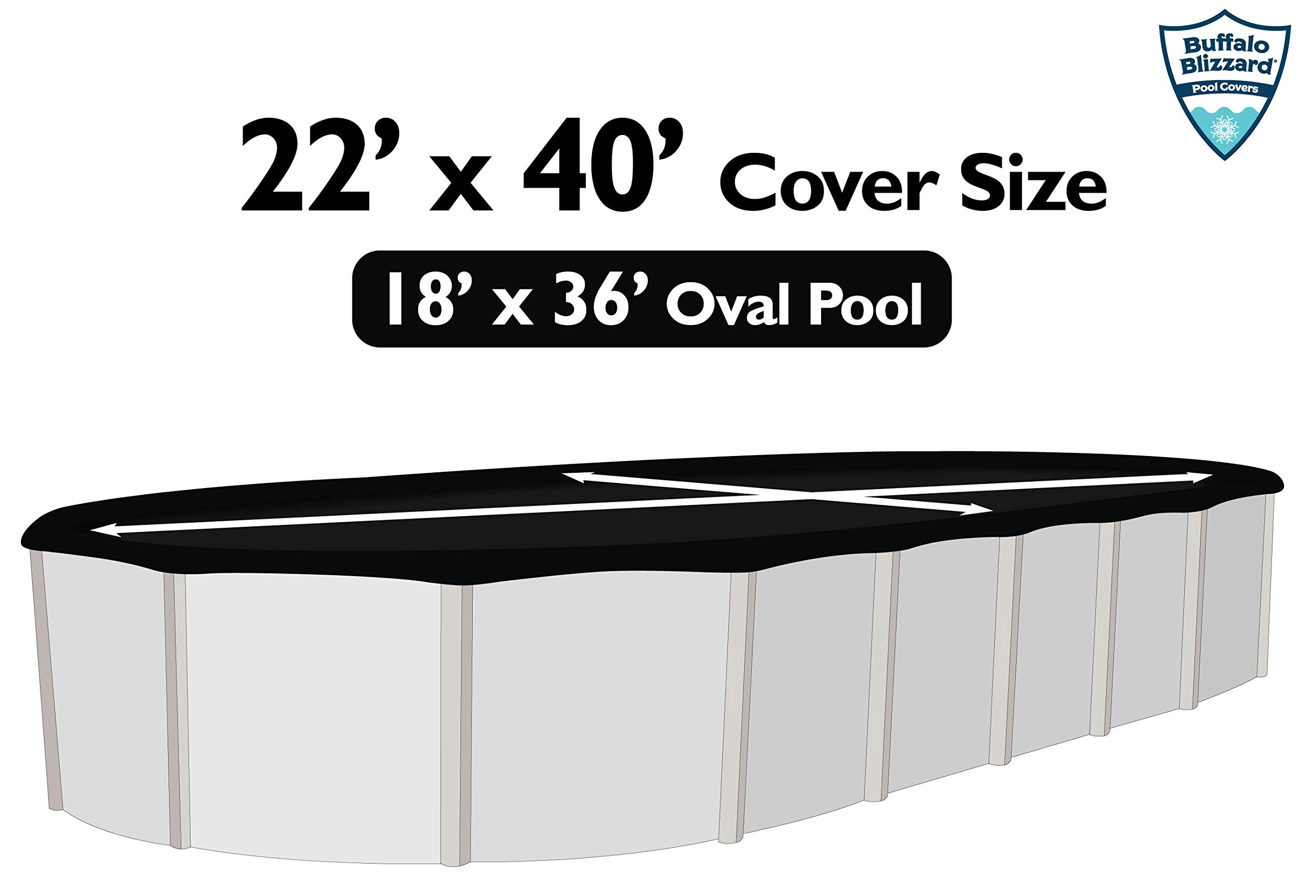 Buffalo Blizzard 18x36 ft Oval Above Ground Pool Cover - Heavy Duty Winter Swimming Pool Cover with UV Protection | Blue/Black Reversible Design | Shields from Leaves & Debris | Perfect for Winter Pool Protection & Seasonal Maintenance