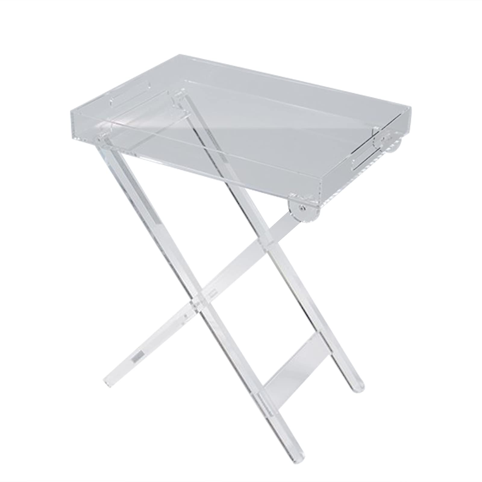 Modern Clear Acrylic Folding Tray Table - Lightweight Rectangular Side Table/End Table for Living Room, Bedroom, Office - Perfect for Breakfast in Bed, Laptop Work, or Coffee Table Use