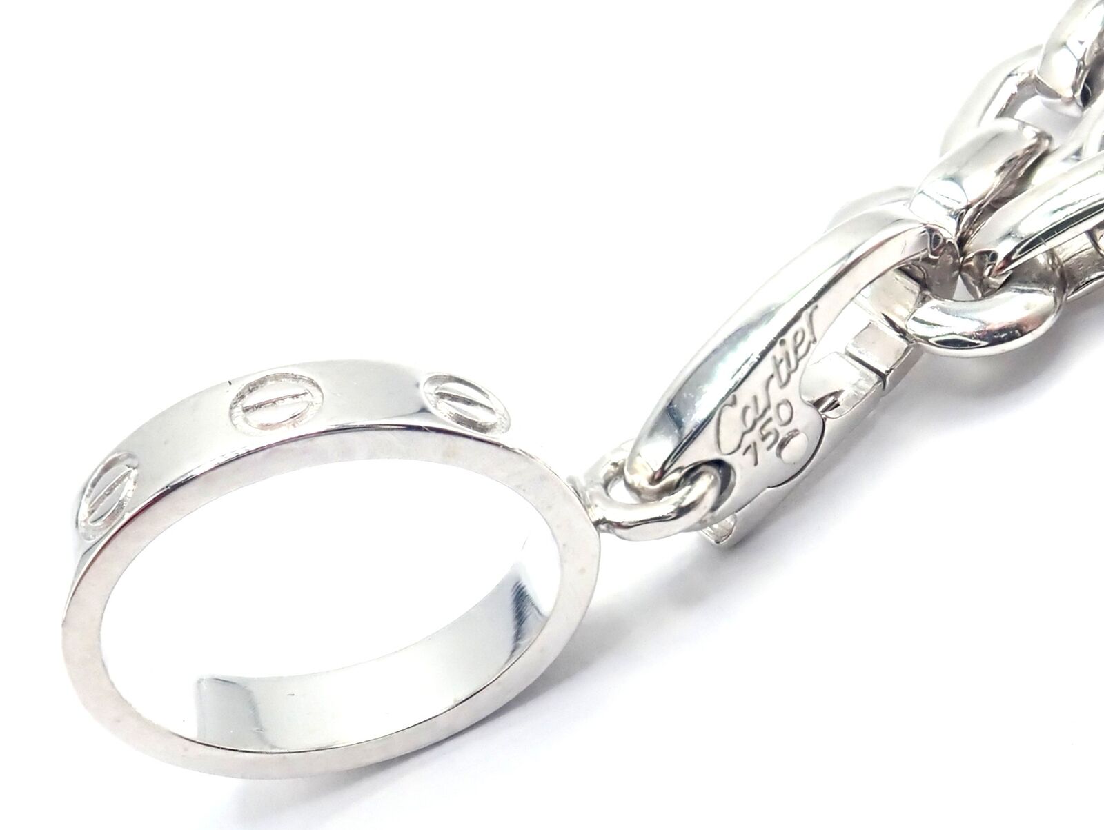 Authentic Cartier 18k White Gold Bracelet with 4 Charms - Panther, Airplane, Love & Box Link | Luxury Jewelry Gift for Women, Anniversary & Special Occasions