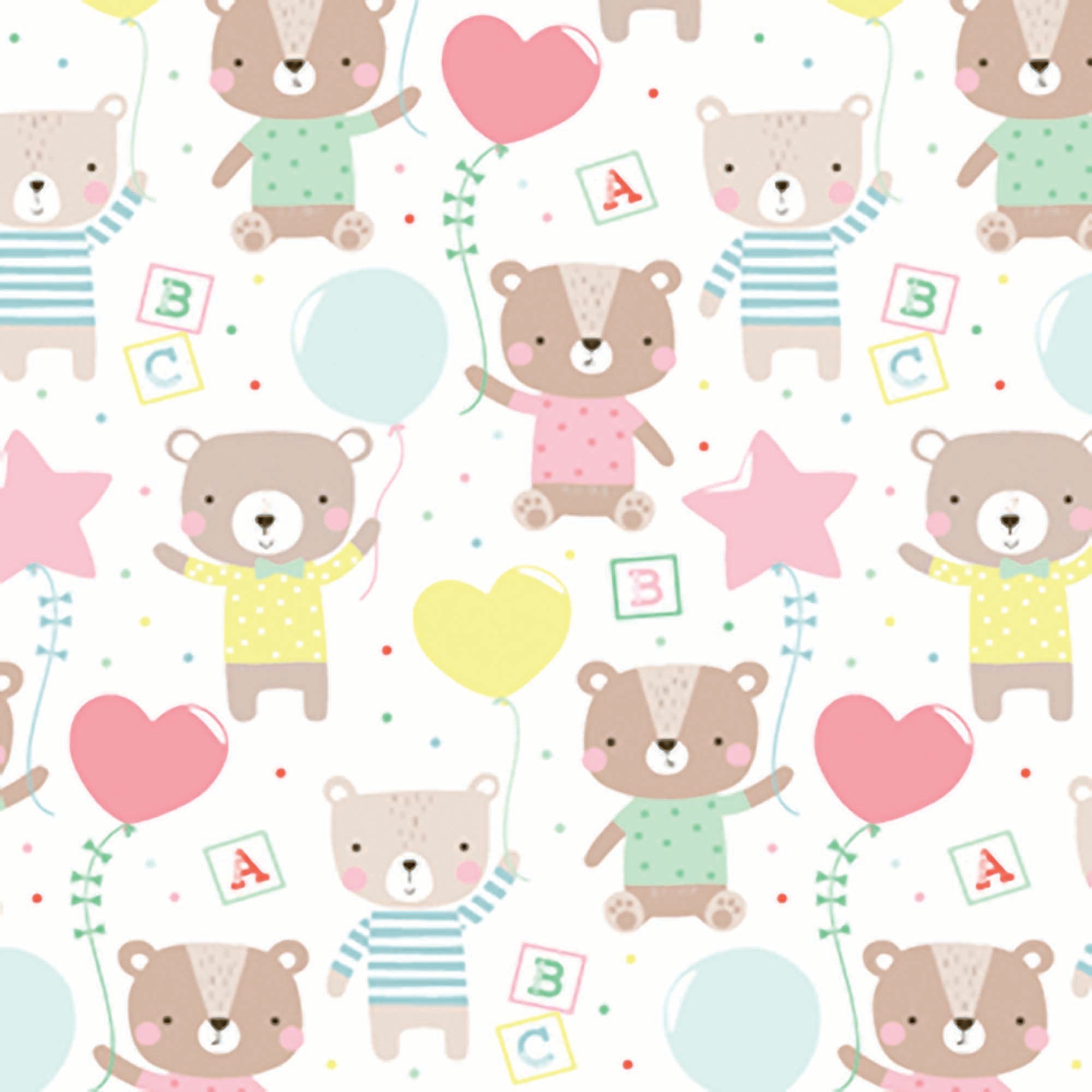 Premium Bears Gift Wrap Roll - 30 x 72 Inches, 1 Count - Perfect for Birthday, Christmas & Holiday Presents - Cute Teddy Bear Design for Party Favors & Gift Wrapping