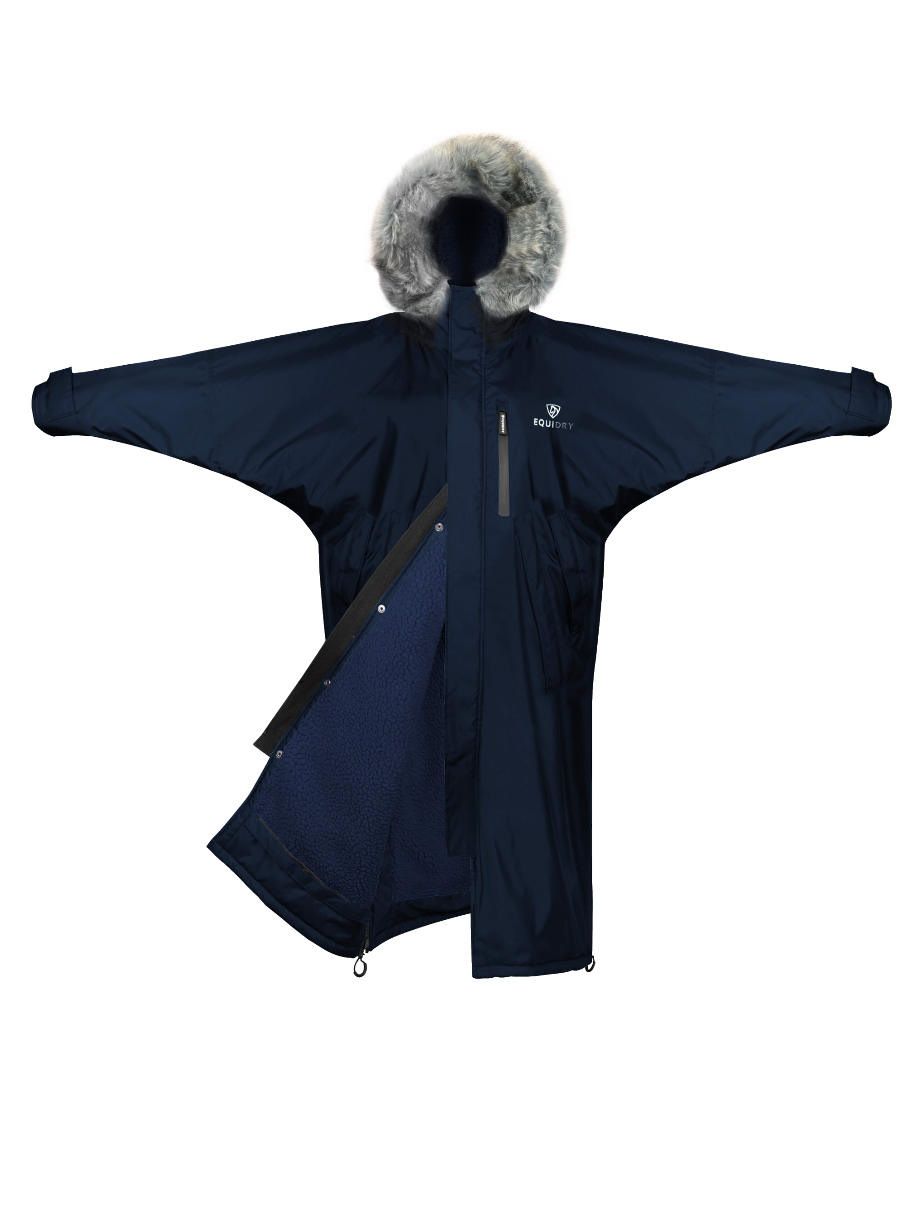 Evolution Kids' Thick Fleece Jacket with Fur Hood - Navy Blue - Perfect for Winter Playdates & Outdoor Adventures