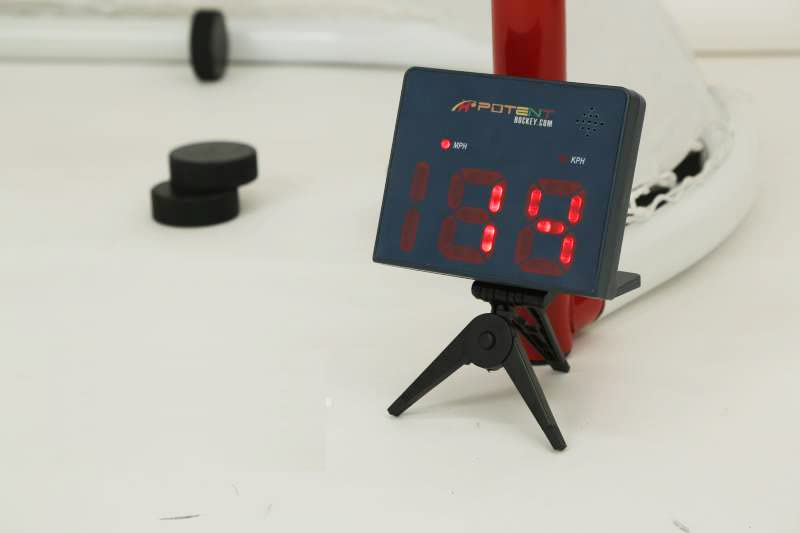 Potent Hockey Speed Radar Gun 2.0 with App Support for iOS - Measure Shot Speed for Hockey, Baseball, Tennis & Golf - Perfect for Training, Coaching & Game Performance Analysis