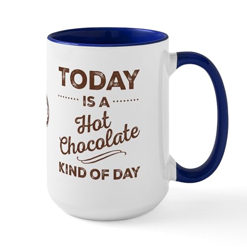 White/Navy Inside - Today Is A Hot Chocolate Kind Of Day Large Mugs