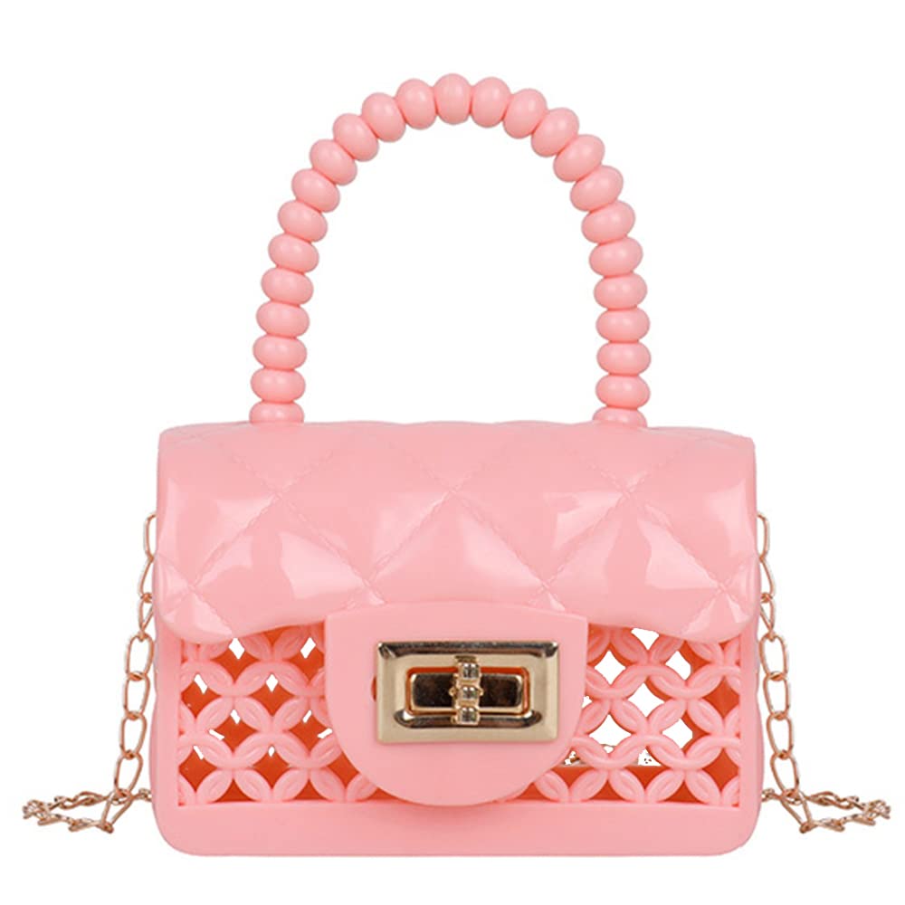 **Pink Silicone Hollow-Out Crossbody Bag for Toddler Girls - Cute Little Handbag, Wallet & Shoulder Purse for Candy, Toys & Daily Use**