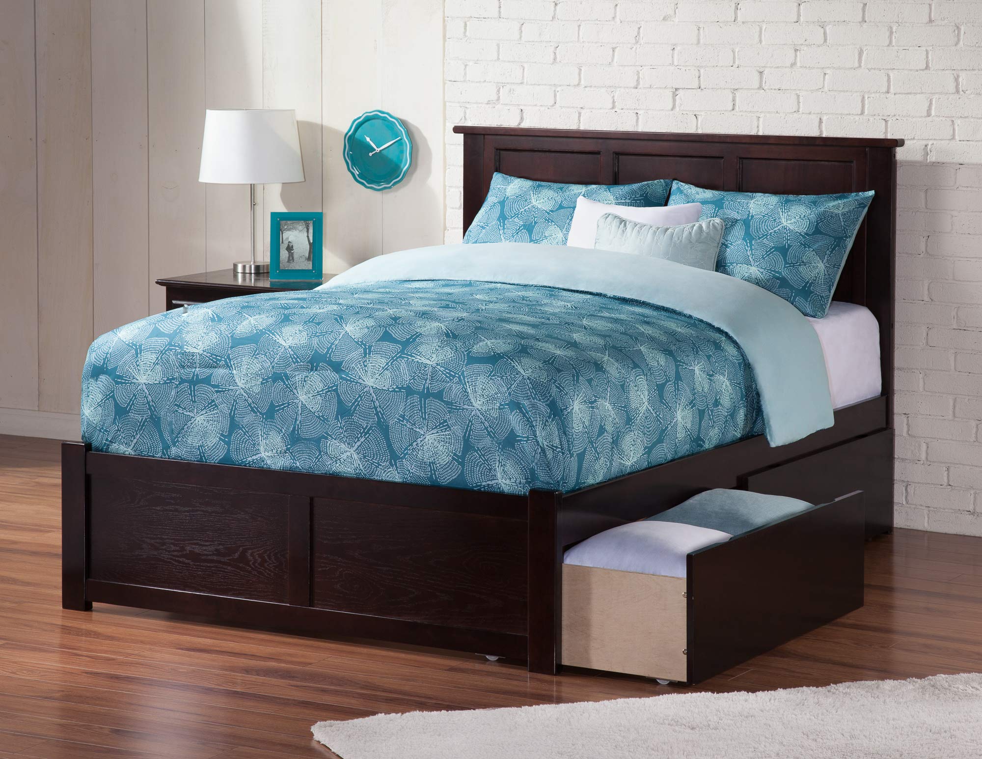 AFI Madison Full Platform Bed with Footboard & Storage Drawers in Espresso - Modern Bedroom Furniture for Small Spaces & Storage Solutions