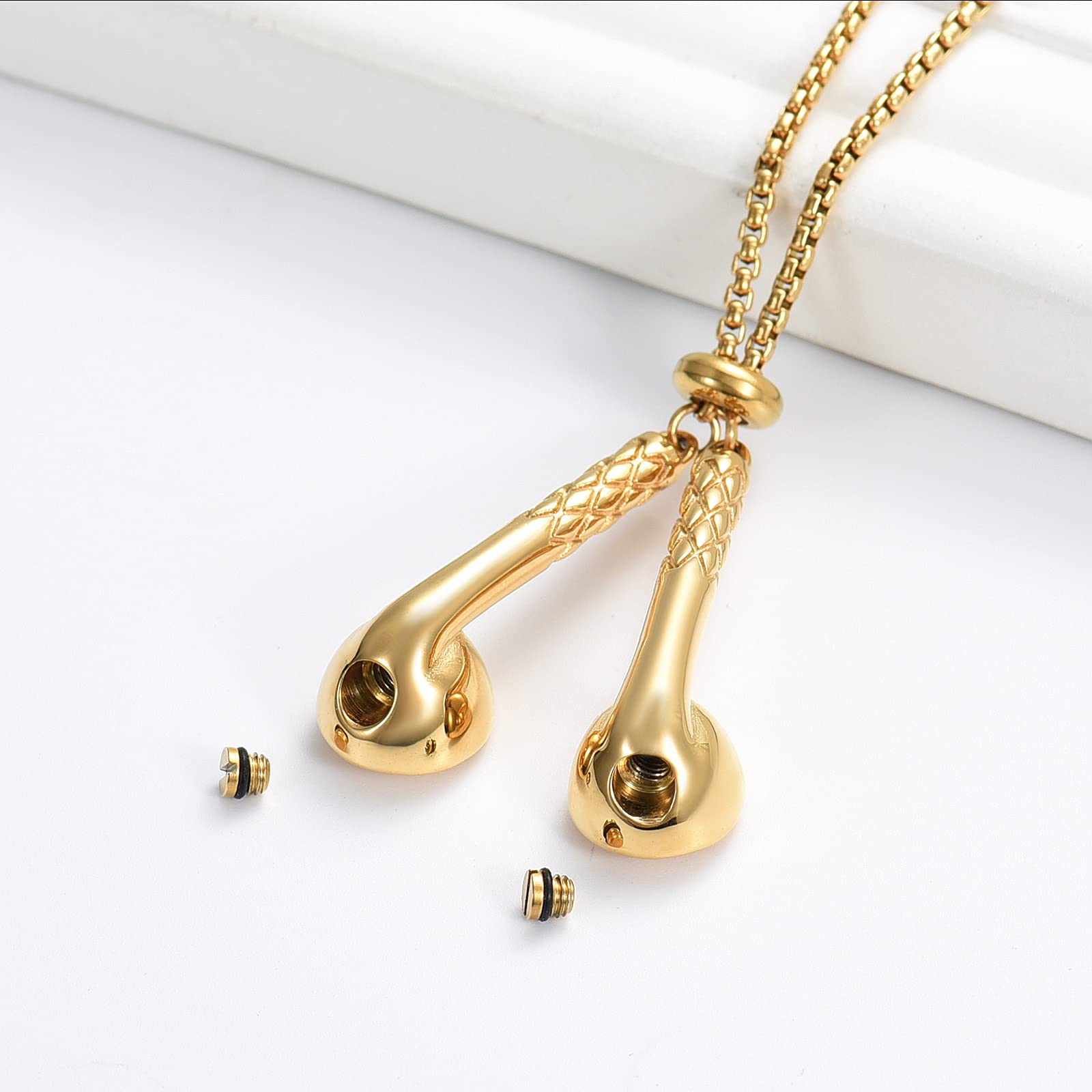 IMRSANL Stainless Steel Cremation Jewelry - Headphone Urn Necklace for Ashes, Memorial Keepsake Pendant with Music Theme - Perfect for Remembering Loved Ones, Grieving Process & Memorial Gifts