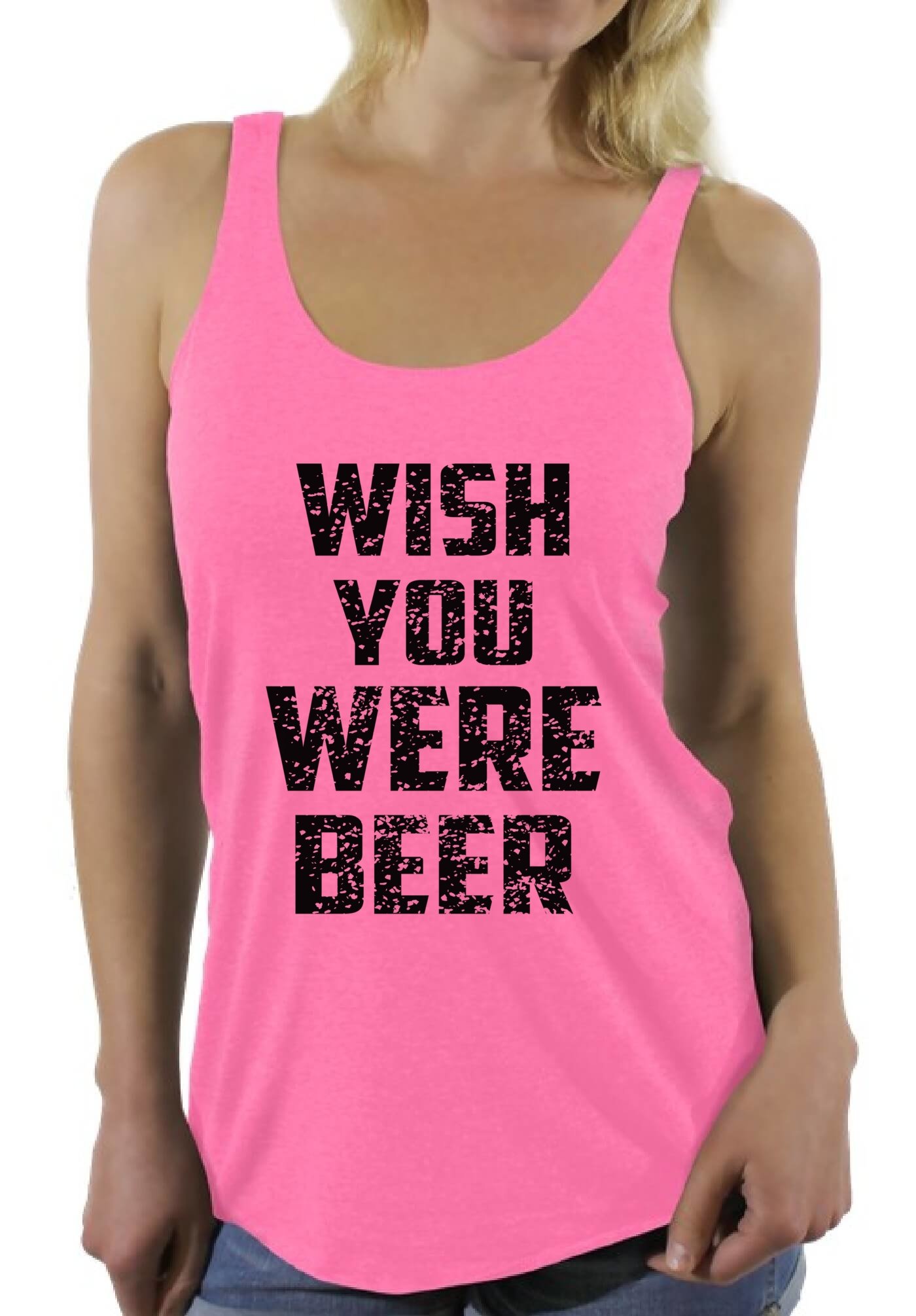 Awkwardstyles Wish You Were Beer Black Saying Racerback Tank Tops for Women - Funny Beer Lover Gift with Free Bookmark - Perfect for Parties, Gifts & Casual Wear